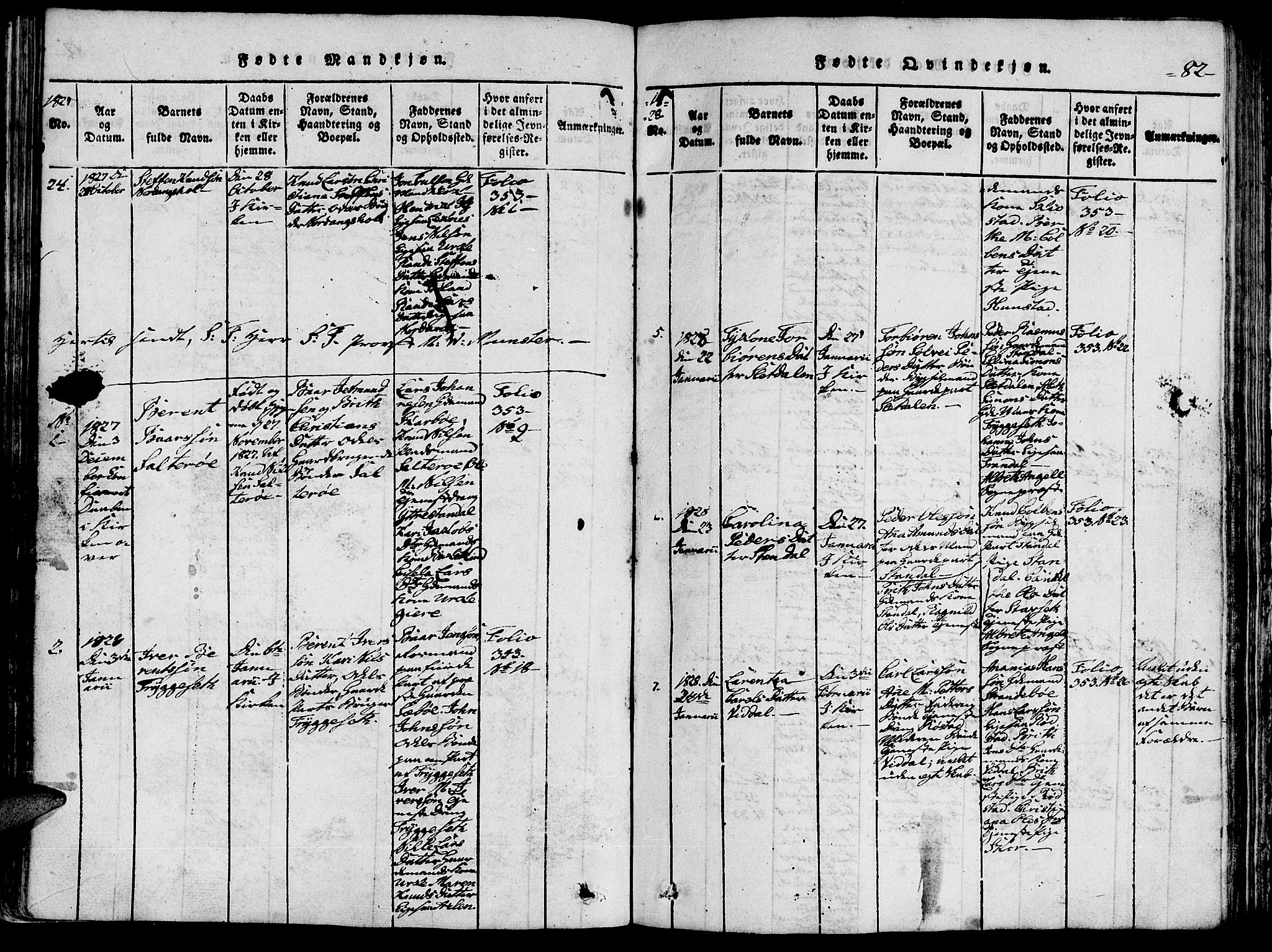Ministerialprotokoller, klokkerbøker og fødselsregistre - Møre og Romsdal, SAT/A-1454/515/L0207: Parish register (official) no. 515A03, 1819-1829, p. 82