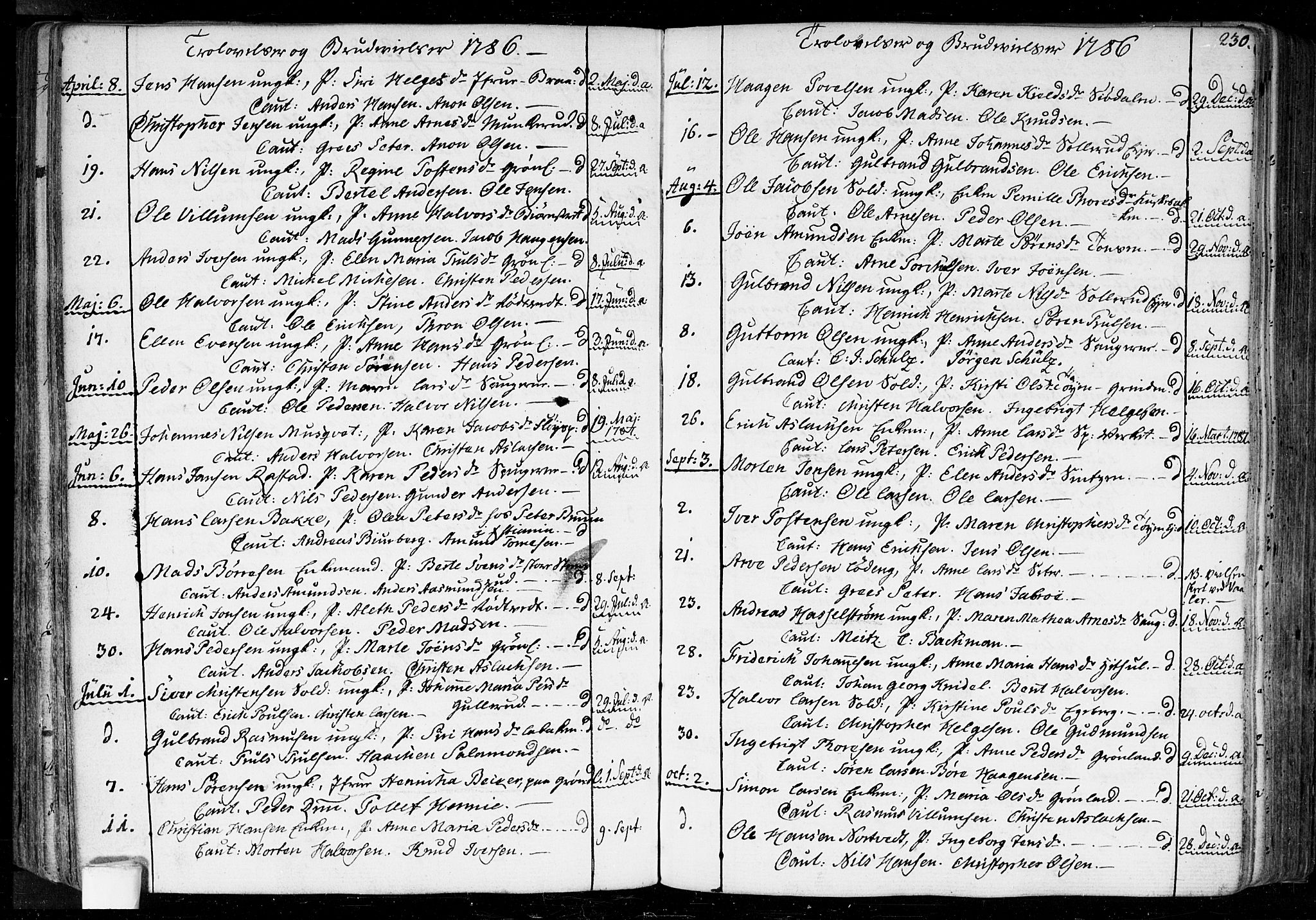 Aker prestekontor kirkebøker, SAO/A-10861/F/L0010: Parish register (official) no. 10, 1786-1809, p. 230