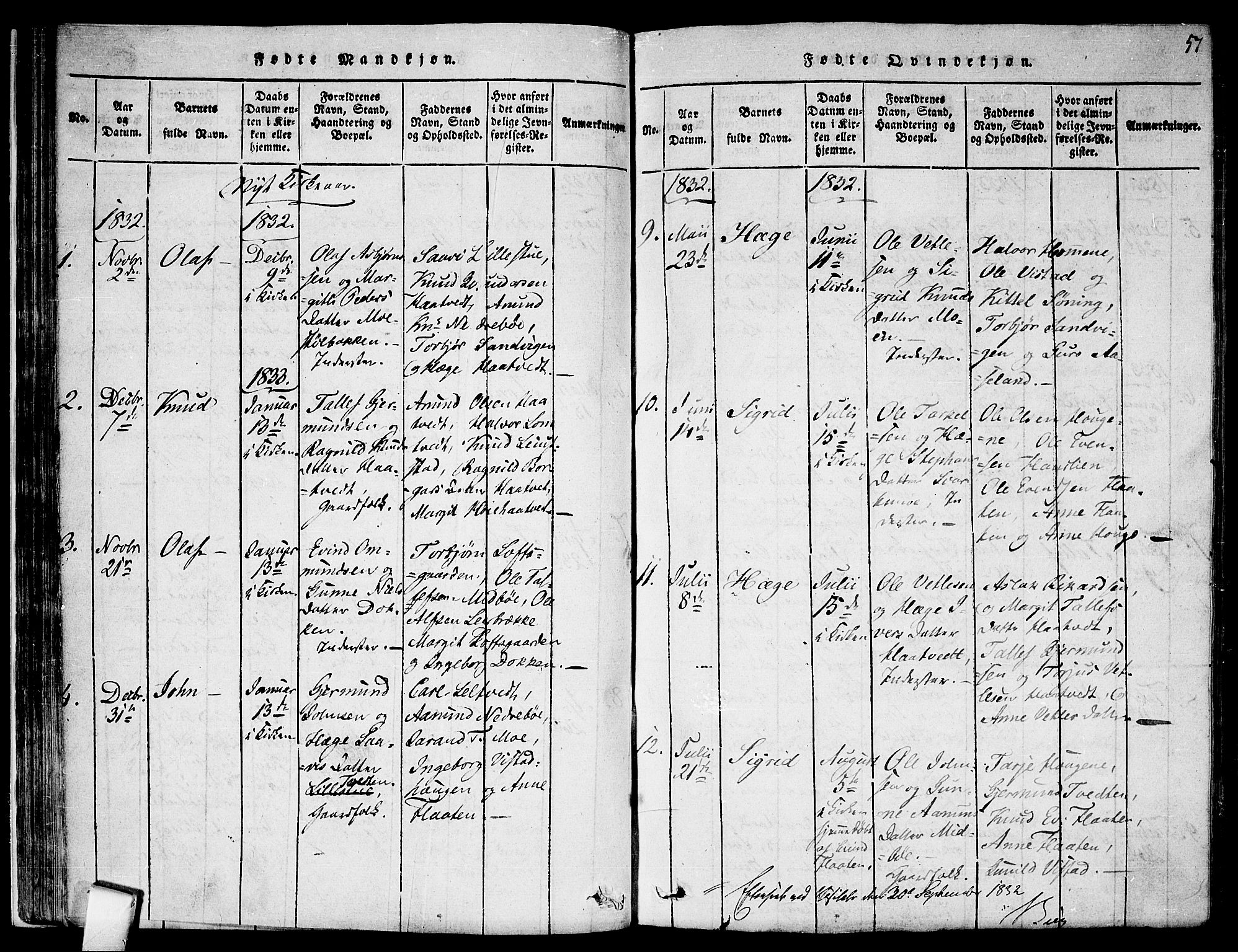 Mo kirkebøker, SAKO/A-286/F/Fa/L0004: Parish register (official) no. I 4, 1814-1844, p. 57