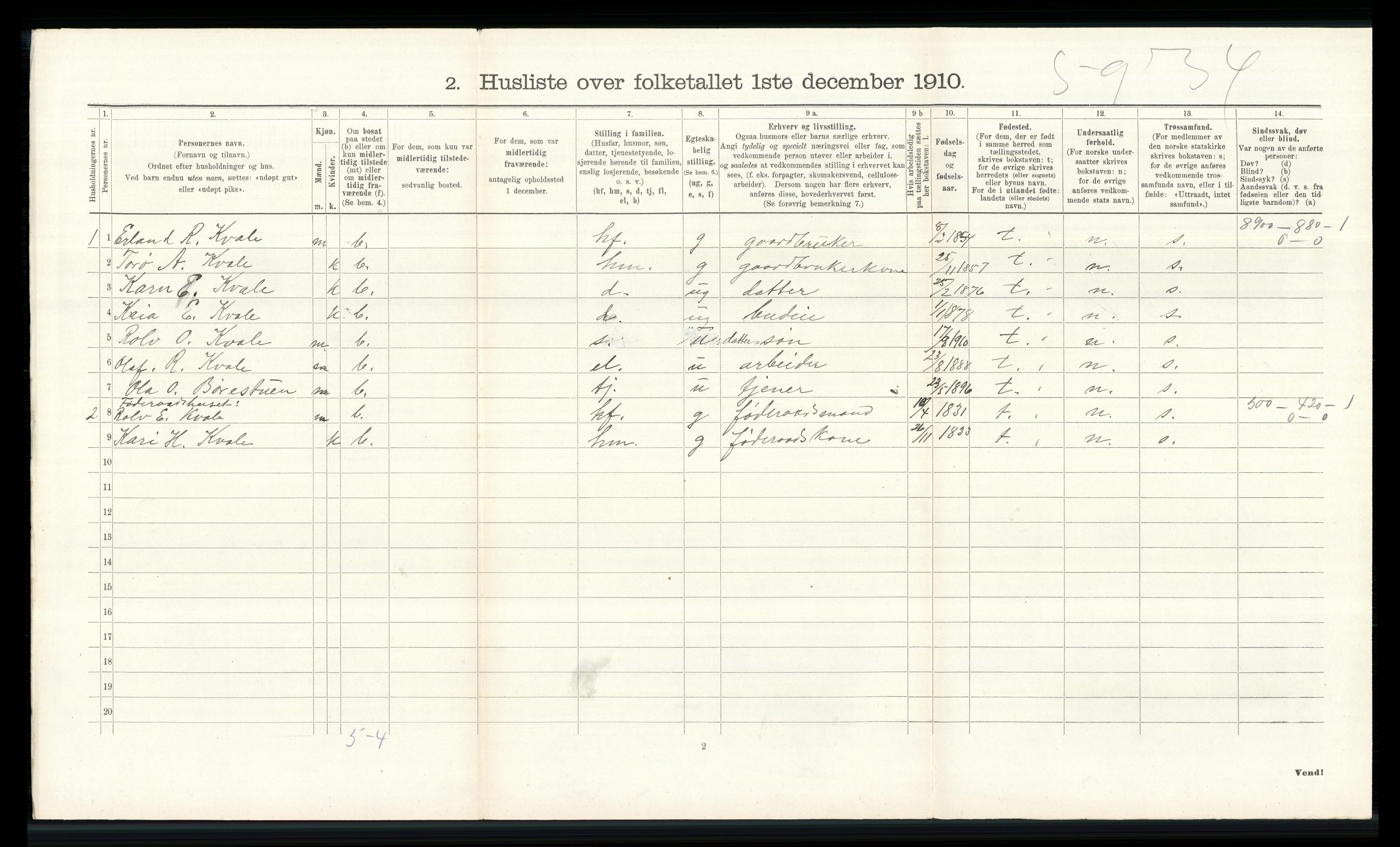 RA, 1910 census for Skjåk, 1910, p. 313