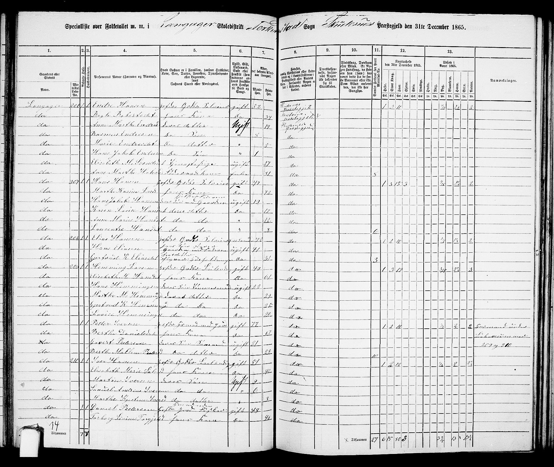 RA, 1865 census for Skudenes, 1865, p. 111