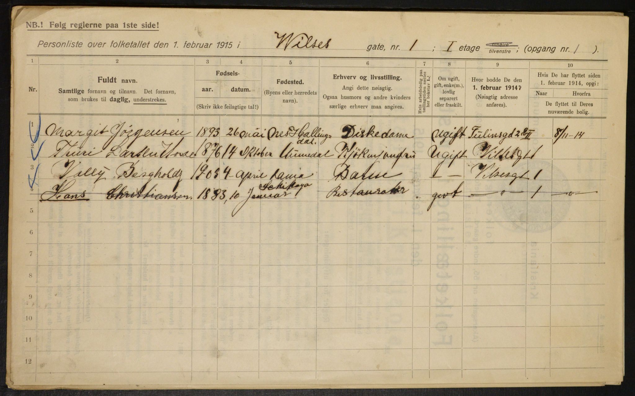 OBA, Municipal Census 1915 for Kristiania, 1915, p. 128847