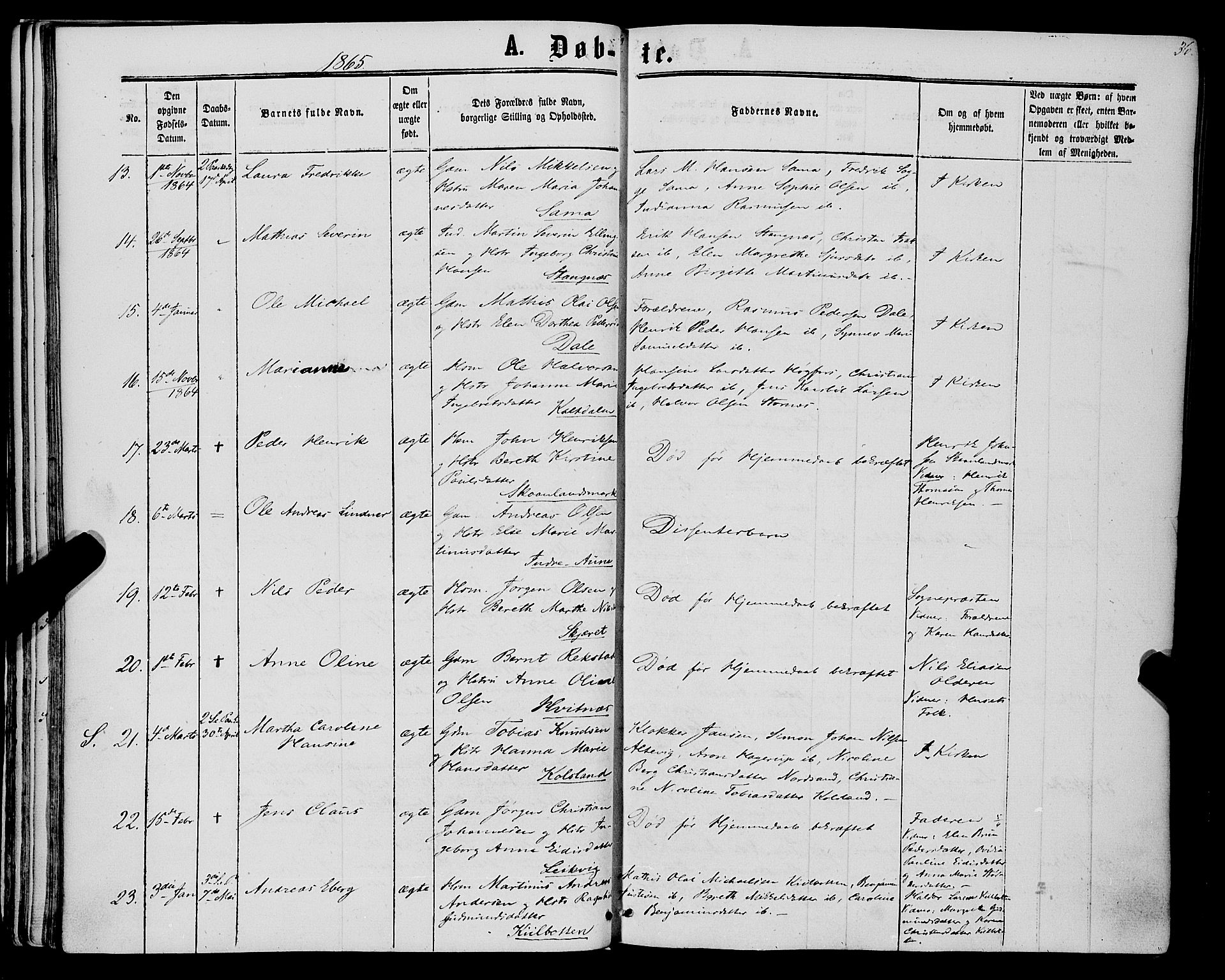 Trondenes sokneprestkontor, AV/SATØ-S-1319/H/Ha/L0012kirke: Parish register (official) no. 12, 1863-1870, p. 36