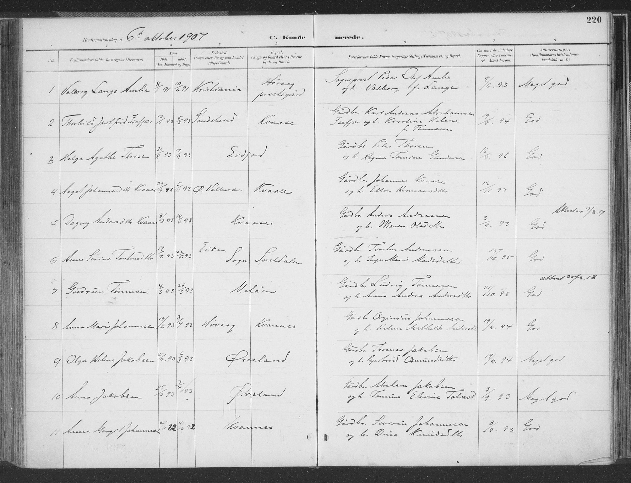 Høvåg sokneprestkontor, AV/SAK-1111-0025/F/Fa/L0006: Parish register (official) no. A 6, 1894-1923, p. 220