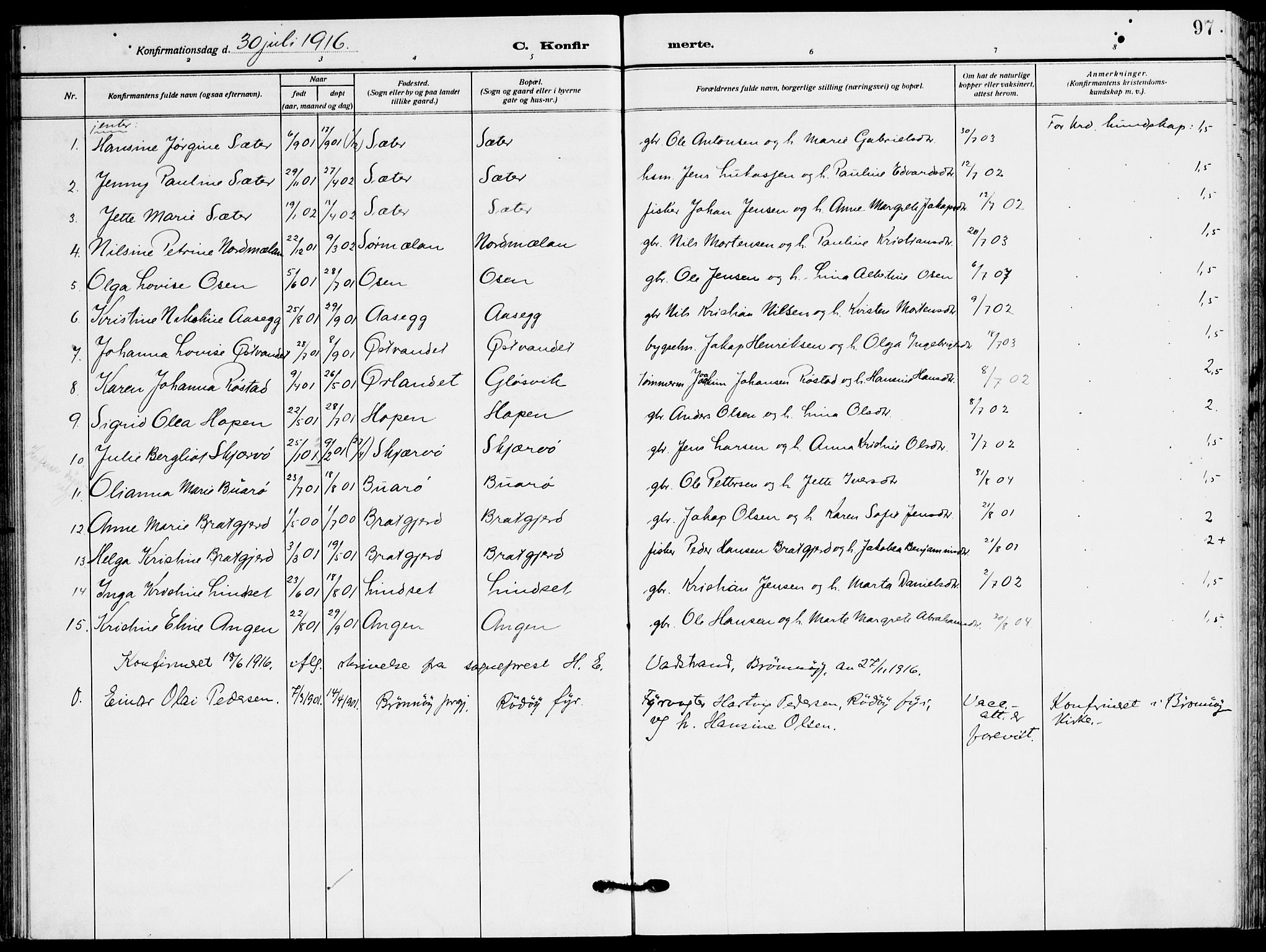 Ministerialprotokoller, klokkerbøker og fødselsregistre - Sør-Trøndelag, AV/SAT-A-1456/658/L0724: Parish register (official) no. 658A03, 1912-1924, p. 97