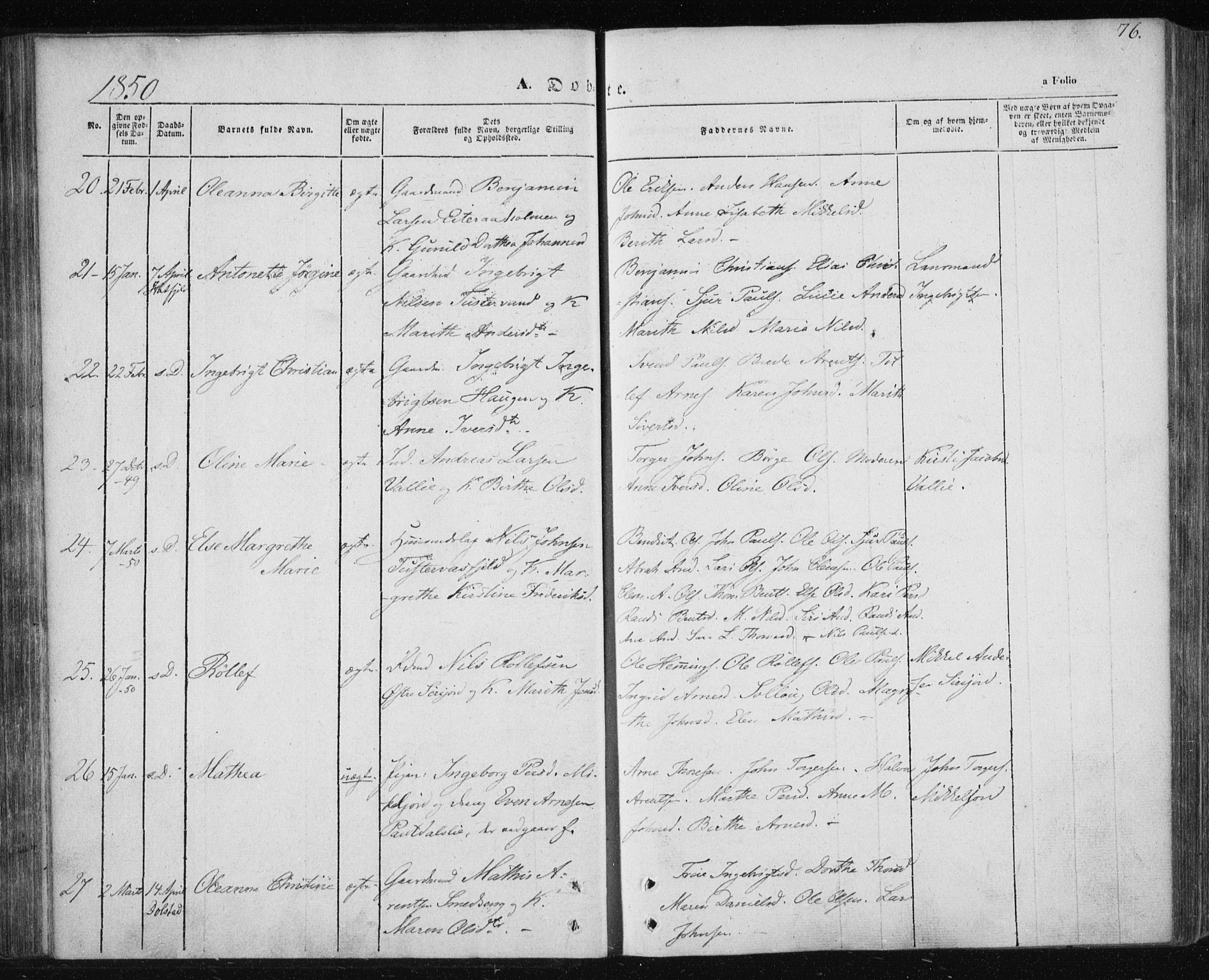 Ministerialprotokoller, klokkerbøker og fødselsregistre - Nordland, AV/SAT-A-1459/820/L0291: Parish register (official) no. 820A12, 1846-1854, p. 76