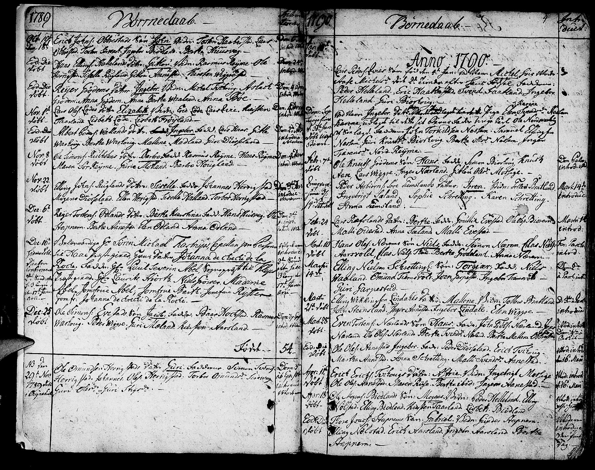 Hå sokneprestkontor, SAST/A-101801/001/30BA/L0001: Parish register (official) no. A 1, 1787-1812, p. 4