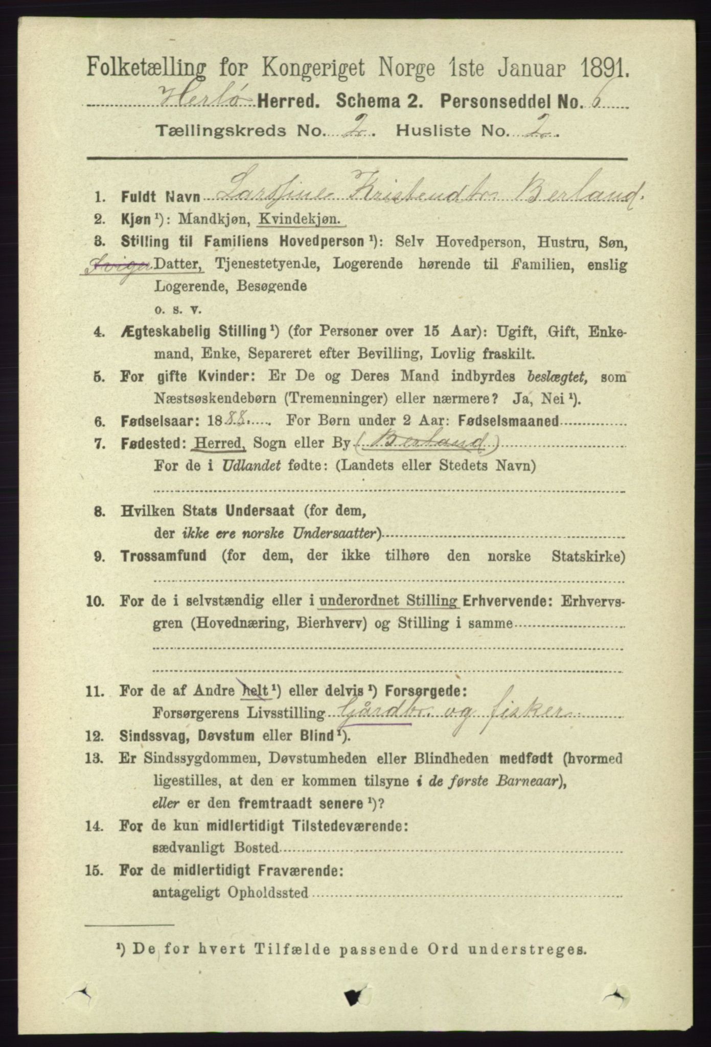 RA, 1891 census for 1258 Herdla, 1891, p. 551