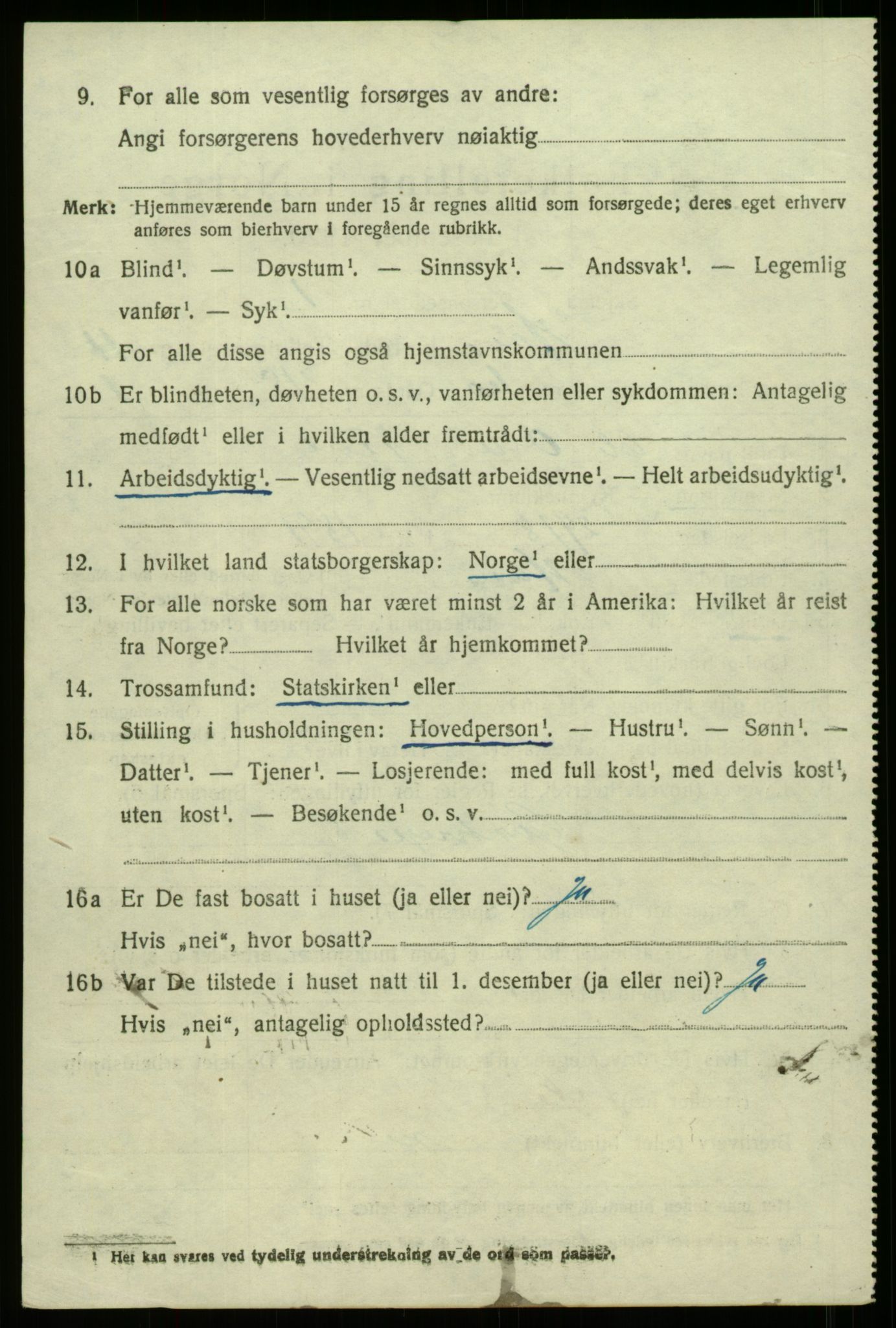 SAB, 1920 census for Haus, 1920, p. 7430