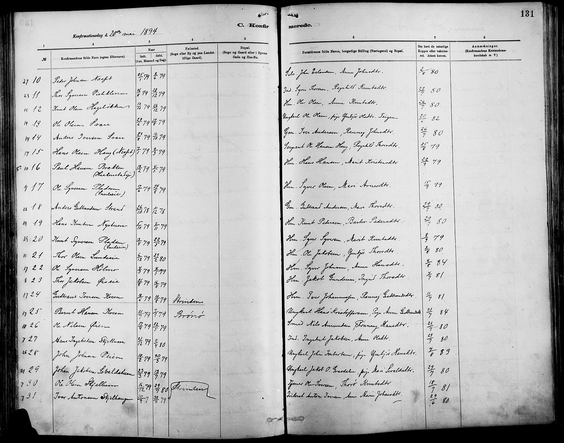 Vågå prestekontor, SAH/PREST-076/H/Ha/Haa/L0009: Parish register (official) no. 9, 1886-1904, p. 131