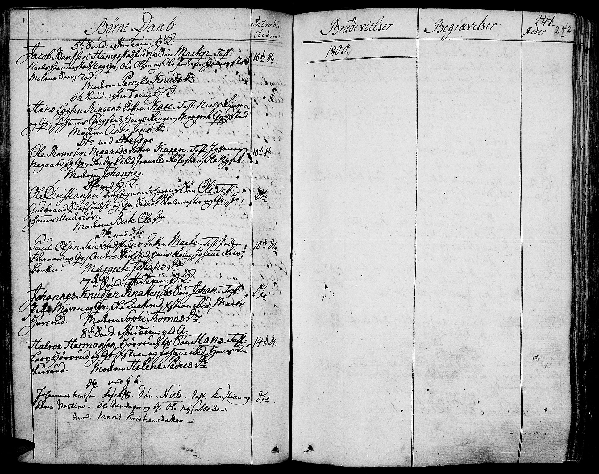 Toten prestekontor, SAH/PREST-102/H/Ha/Haa/L0007: Parish register (official) no. 7, 1794-1809, p. 242