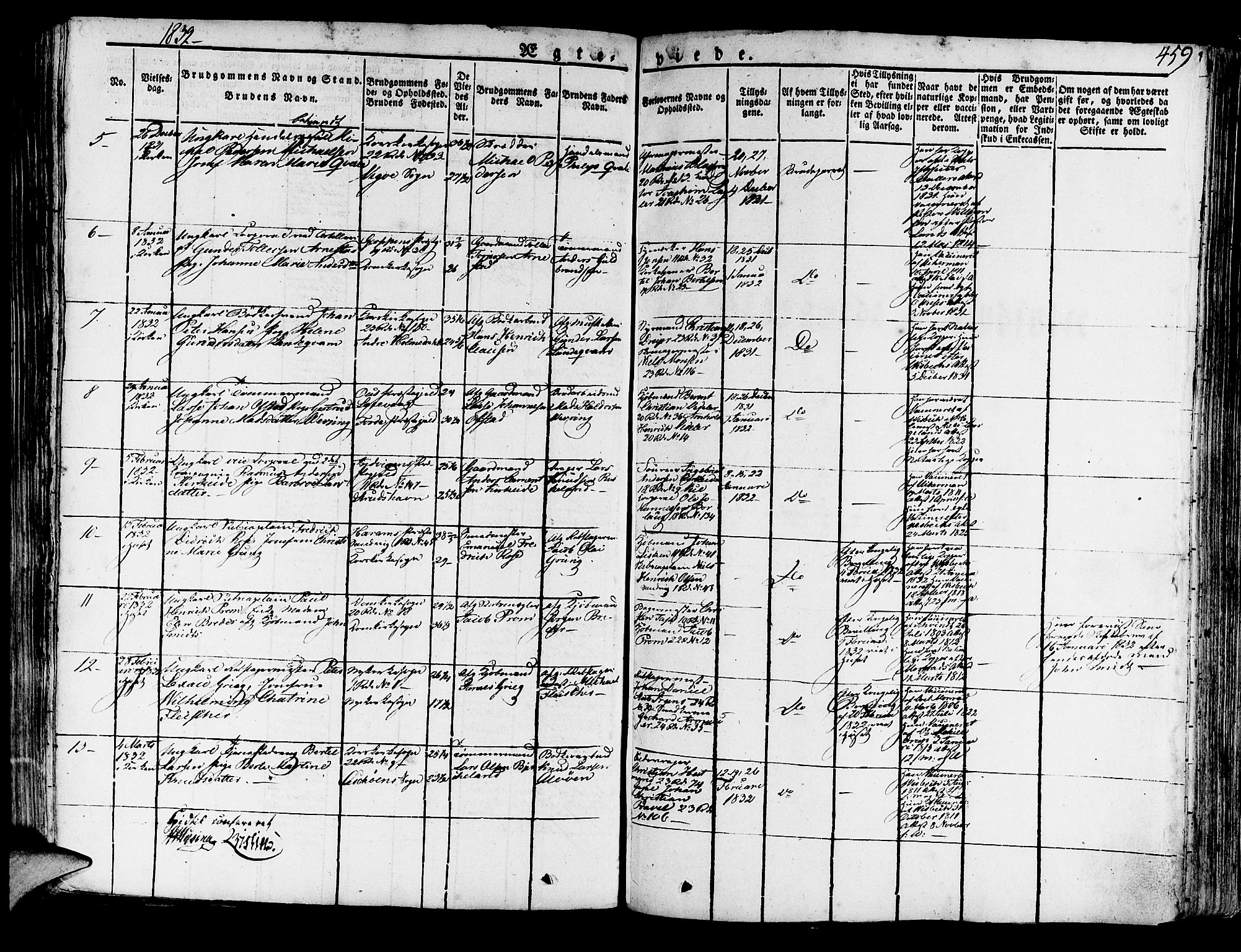 Korskirken sokneprestembete, AV/SAB-A-76101/H/Haa/L0014: Parish register (official) no. A 14, 1823-1835, p. 459