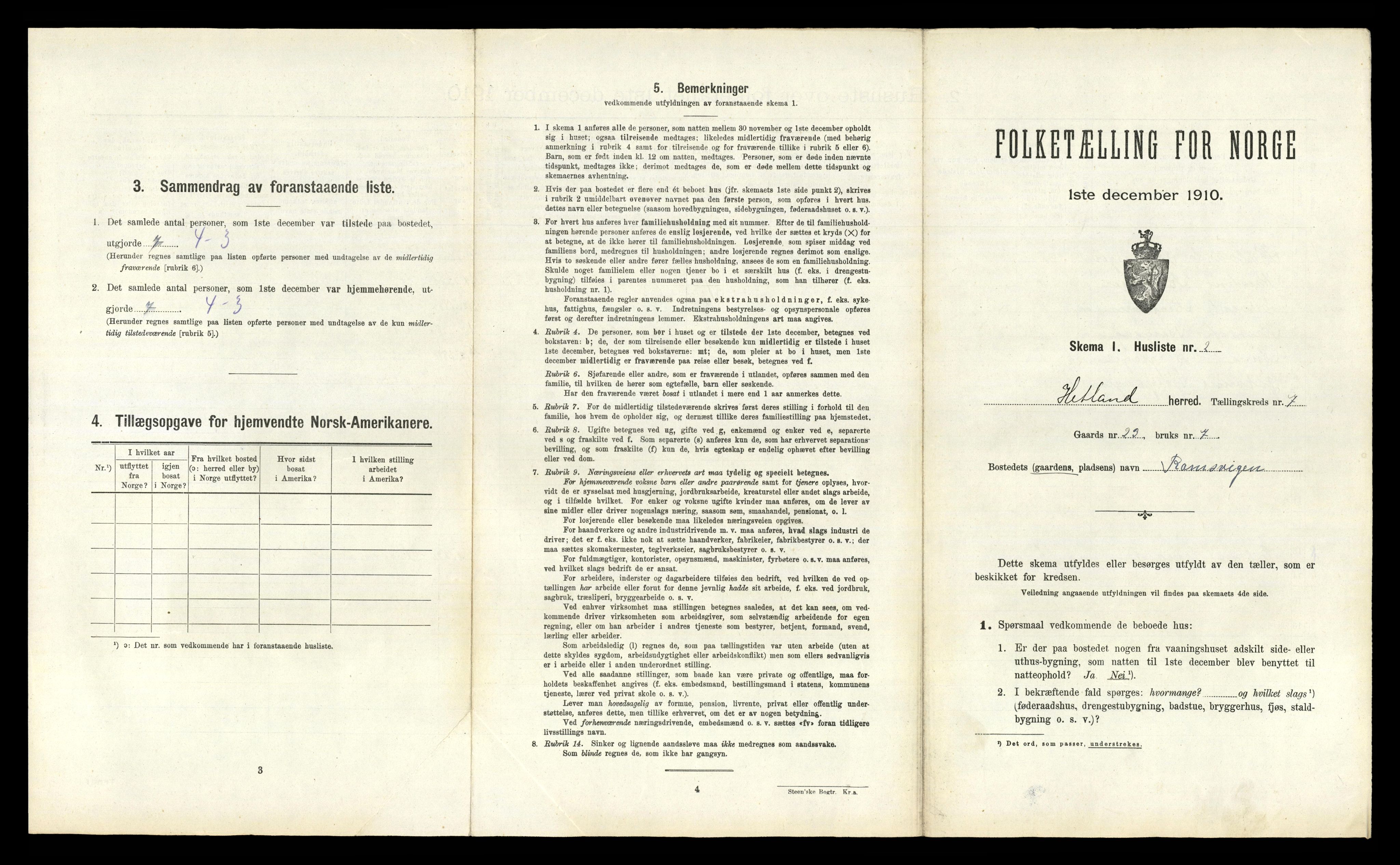 RA, 1910 census for Hetland, 1910, p. 1163