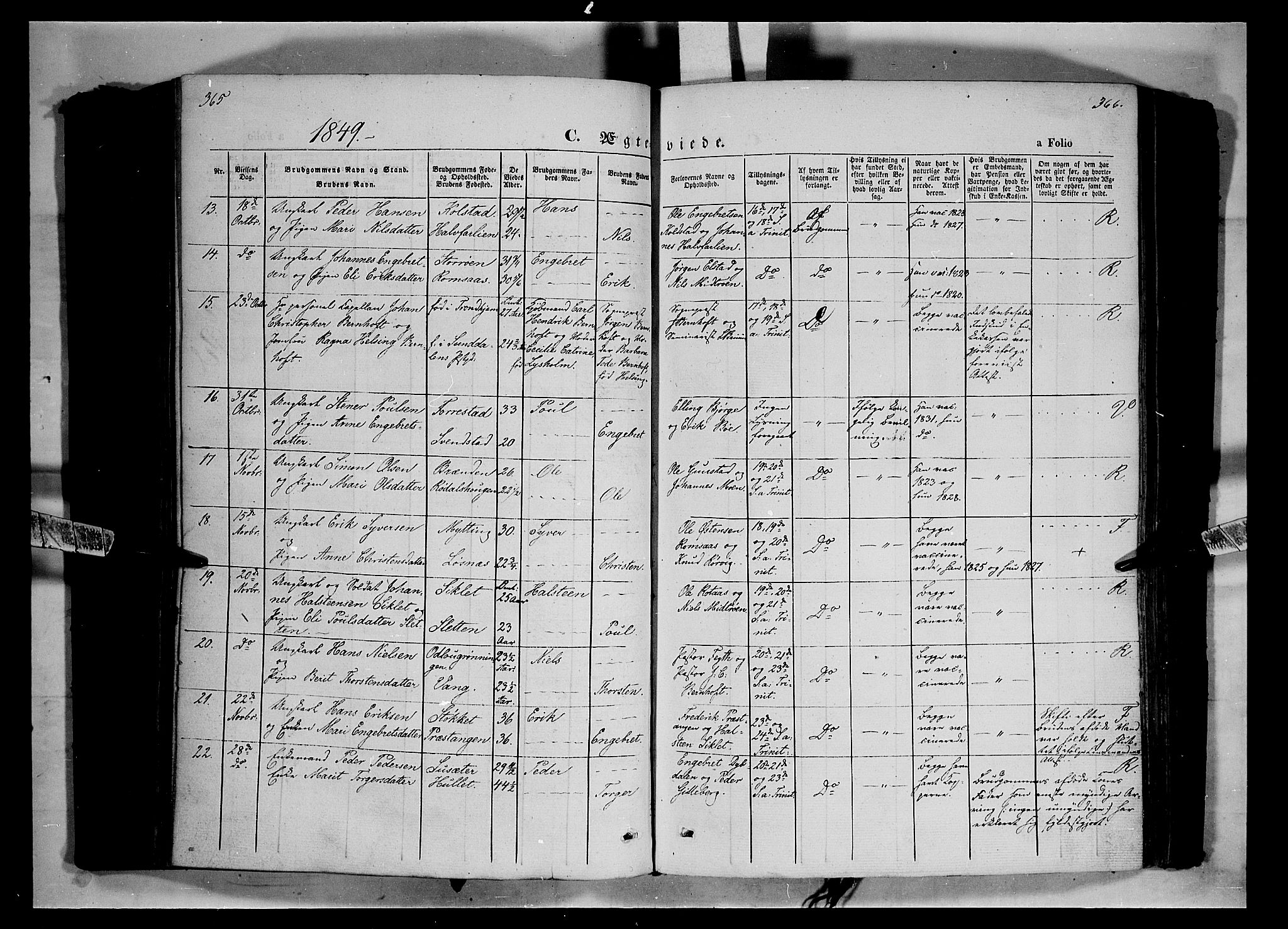 Ringebu prestekontor, SAH/PREST-082/H/Ha/Haa/L0006: Parish register (official) no. 6, 1848-1859, p. 365-366