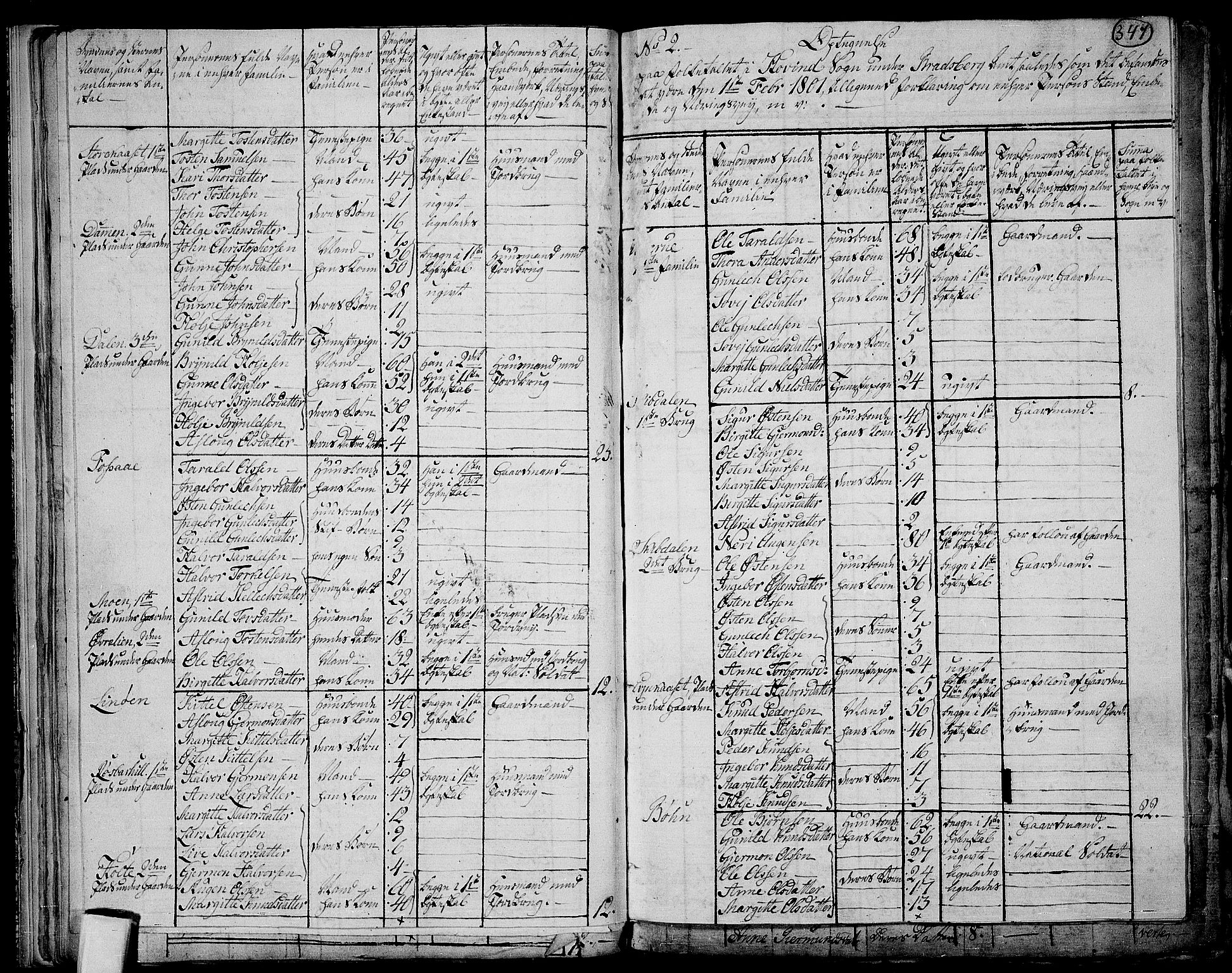 RA, 1801 census for 0826P Tinn, 1801, p. 346b-347a