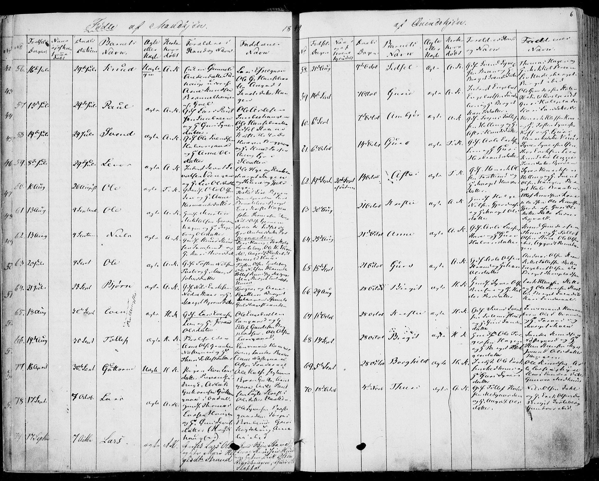 Ål kirkebøker, AV/SAKO-A-249/F/Fa/L0006: Parish register (official) no. I 6, 1849-1864, p. 6