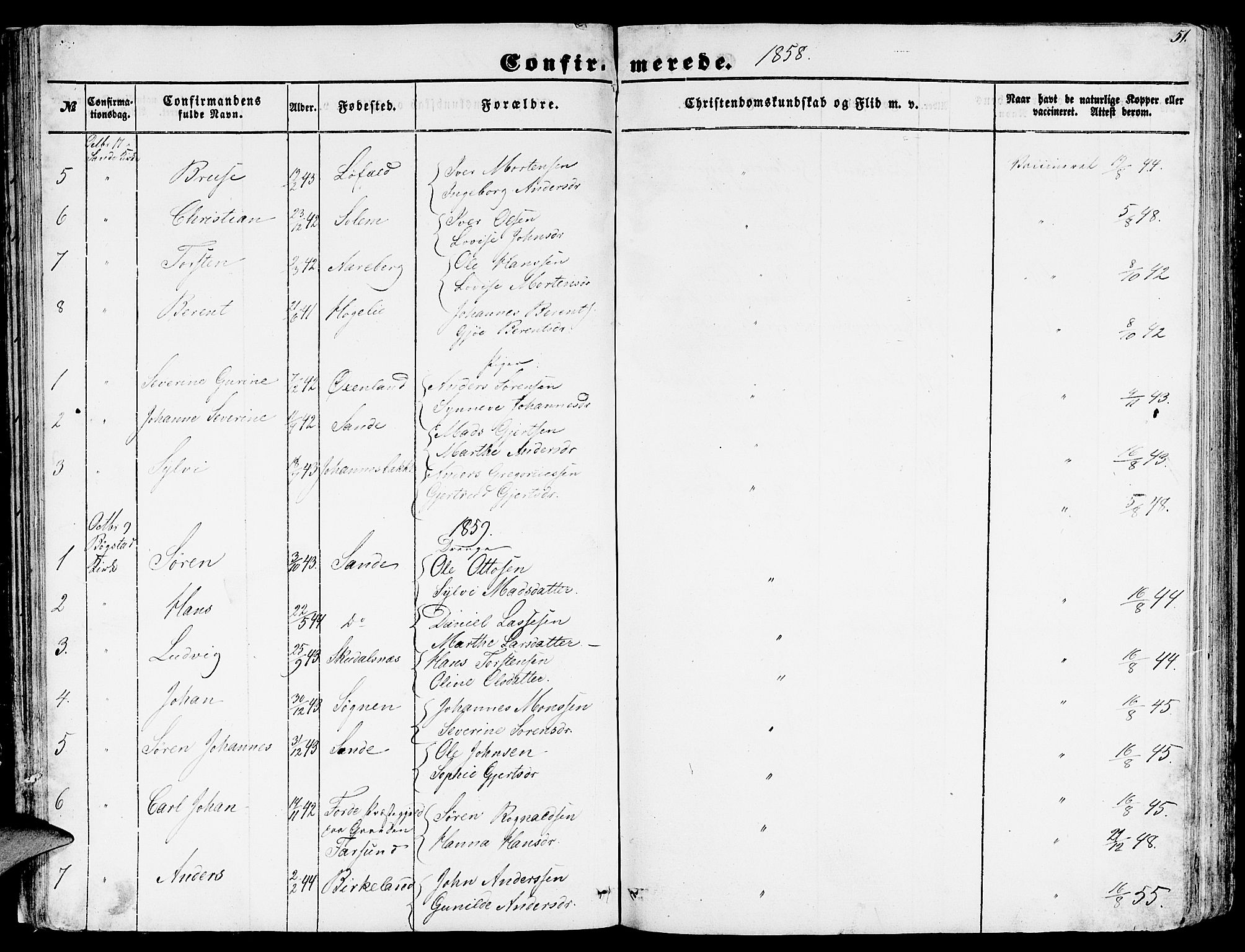 Gaular sokneprestembete, AV/SAB-A-80001/H/Hab: Parish register (copy) no. A 1, 1853-1864, p. 51