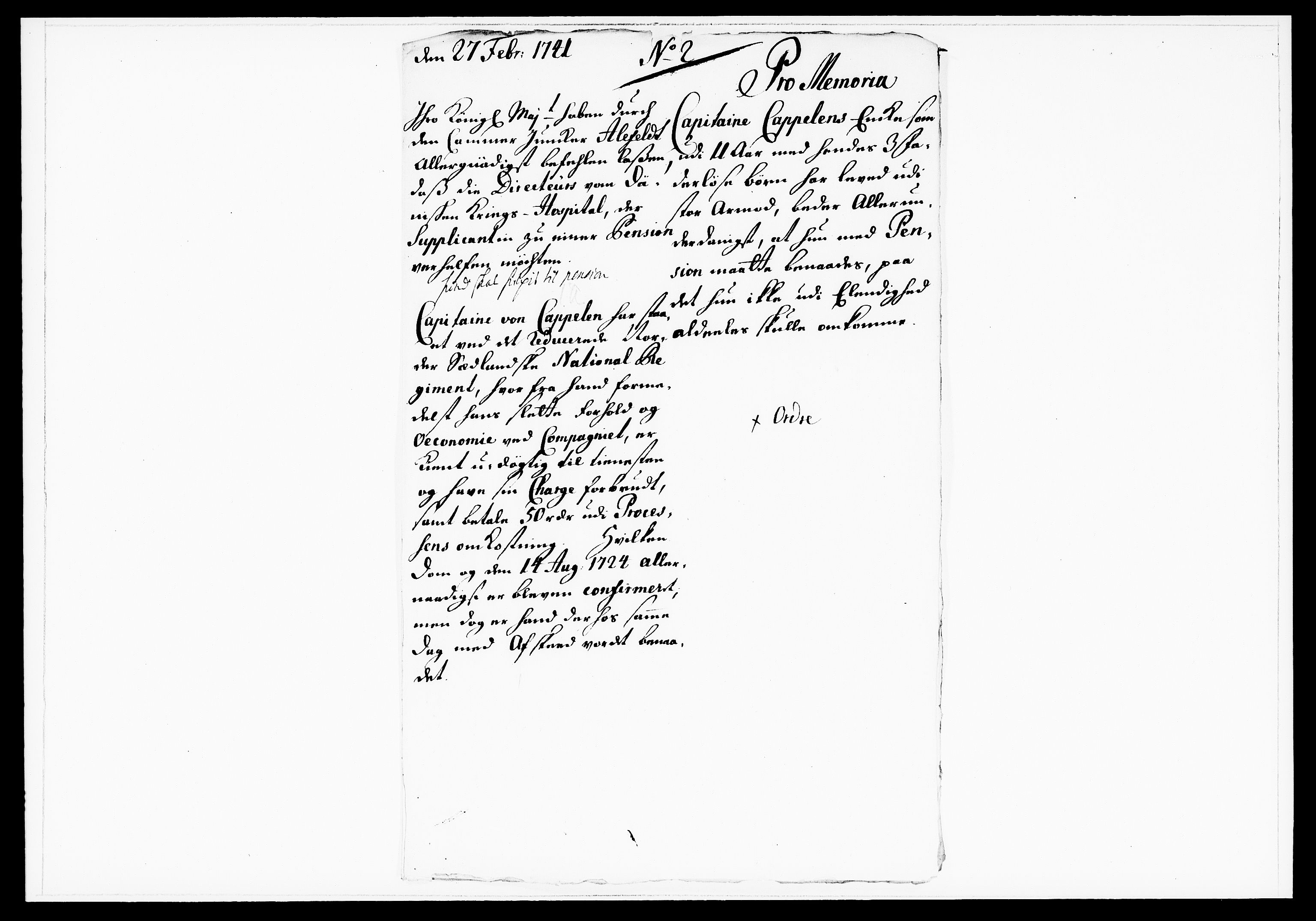 Krigskollegiet, Krigskancelliet, DRA/A-0006/-/1165-1170: Refererede sager, 1741, p. 60
