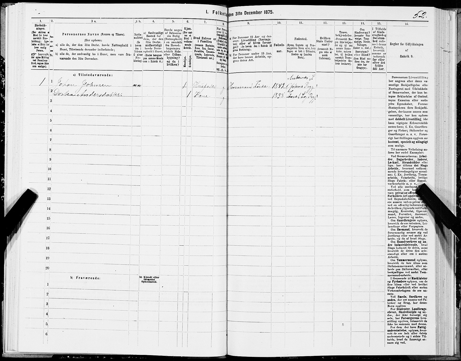 SAT, 1875 census for 1853P Ofoten, 1875, p. 2052