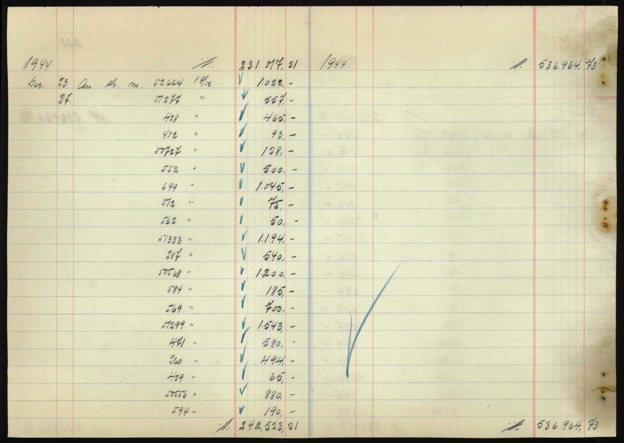 Forsvarsdepartementet, 10. kontor / Oppgjørskontoret, AV/RA-RAFA-1225/D/Db/L0180: Lista oppgjørskontor, 1942-1952, p. 1872
