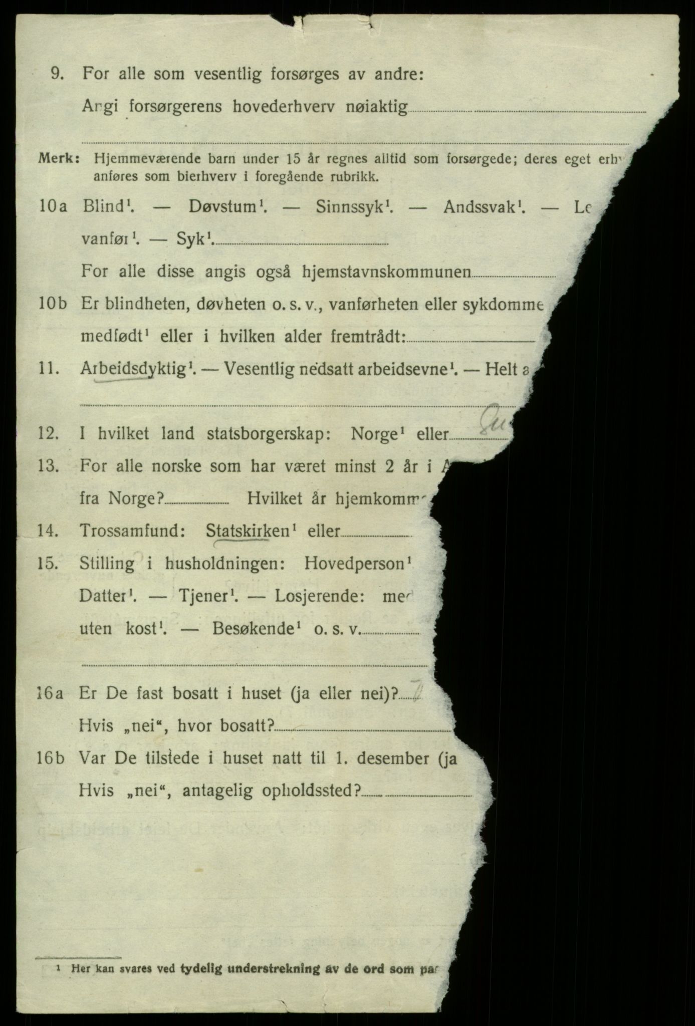 SAB, 1920 census for Odda, 1920, p. 13018