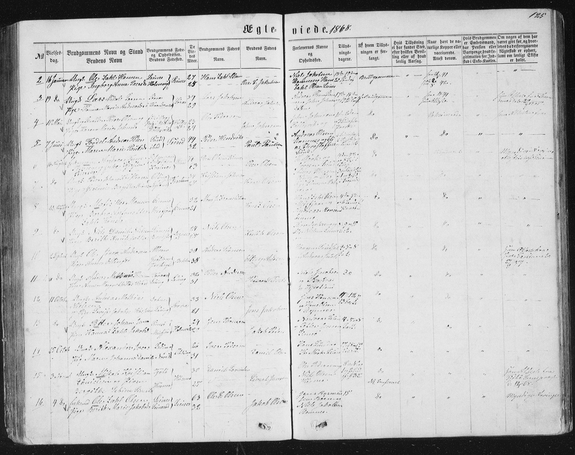 Ministerialprotokoller, klokkerbøker og fødselsregistre - Nordland, AV/SAT-A-1459/831/L0476: Parish register (copy) no. 831C03, 1866-1877, p. 125