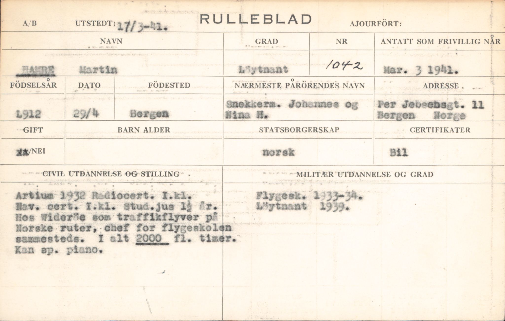 Forsvaret, Forsvarets overkommando/Luftforsvarsstaben, AV/RA-RAFA-4079/P/Pa/L0029: Personellpapirer, 1912, p. 462