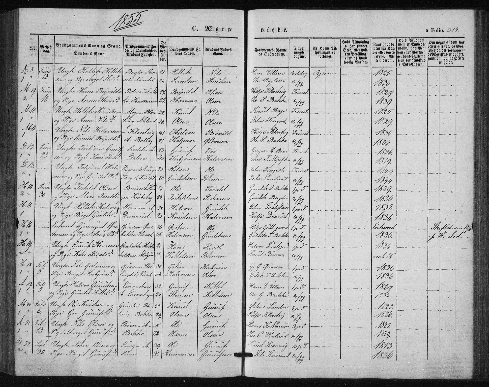 Tinn kirkebøker, SAKO/A-308/F/Fa/L0005: Parish register (official) no. I 5, 1844-1856, p. 314