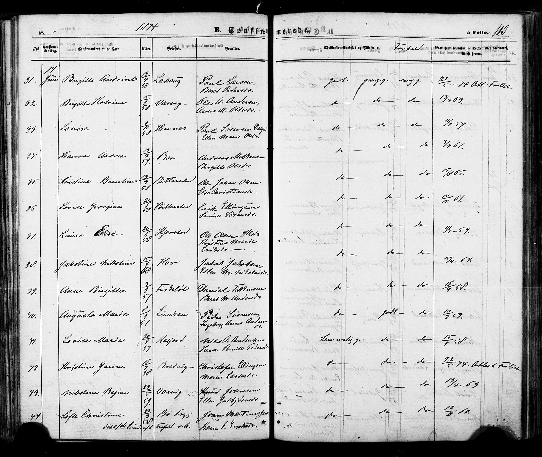 Ministerialprotokoller, klokkerbøker og fødselsregistre - Nordland, AV/SAT-A-1459/888/L1242: Parish register (official) no. 888A08, 1870-1875, p. 113