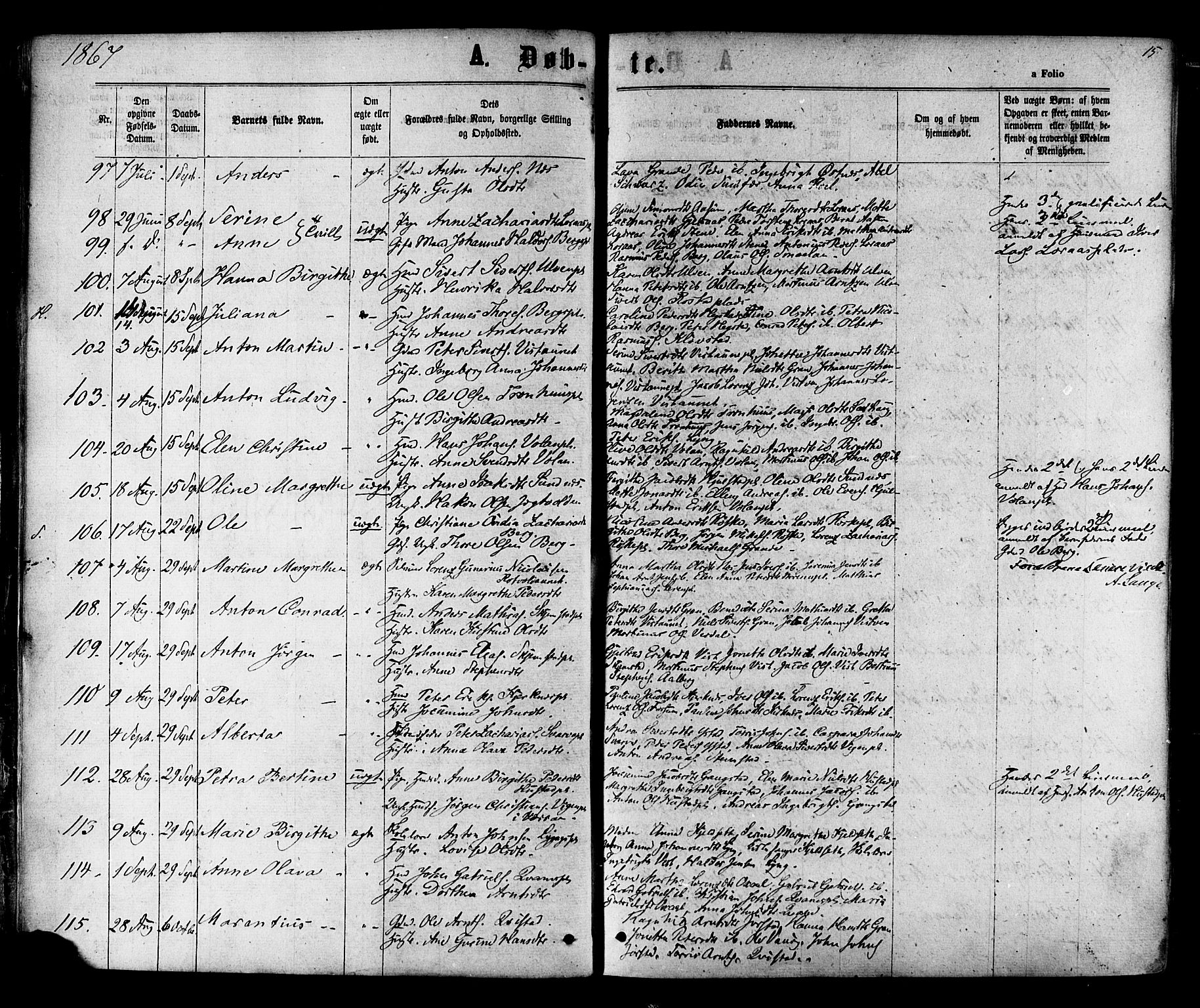 Ministerialprotokoller, klokkerbøker og fødselsregistre - Nord-Trøndelag, SAT/A-1458/730/L0284: Parish register (official) no. 730A09, 1866-1878, p. 15
