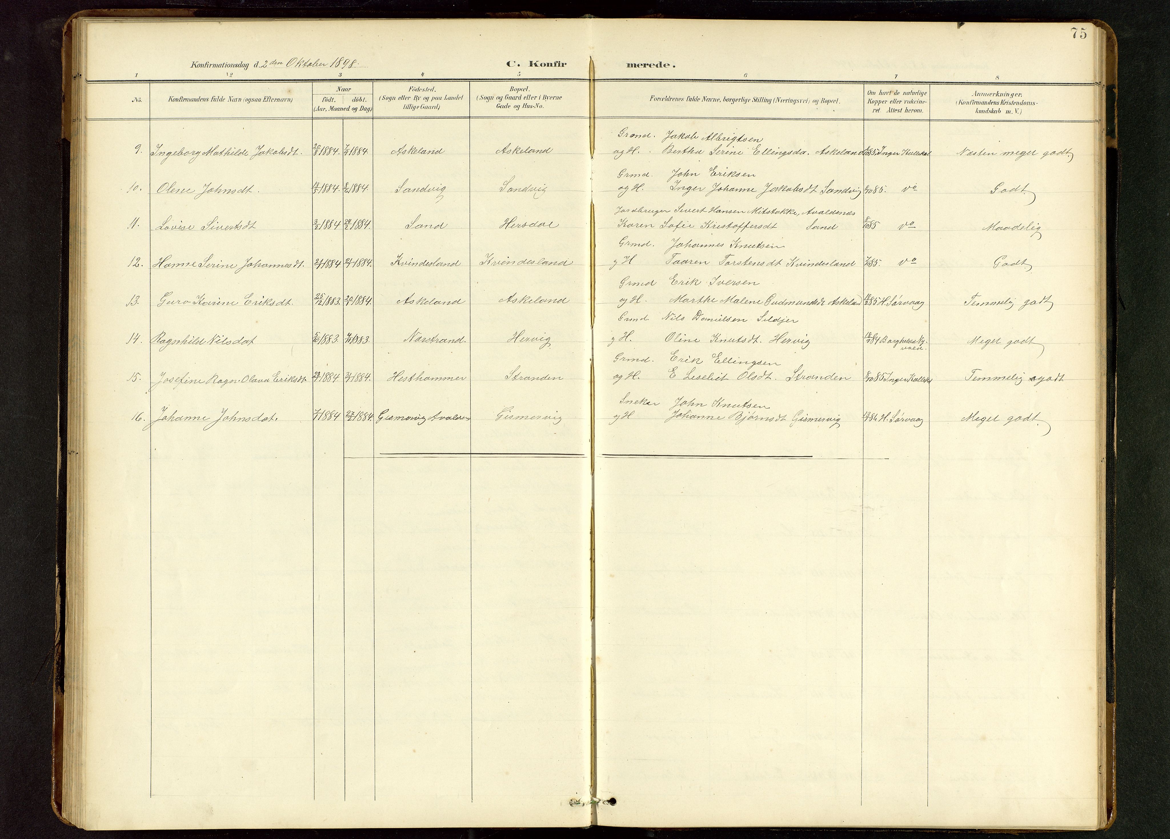 Tysvær sokneprestkontor, SAST/A -101864/H/Ha/Hab/L0010: Parish register (copy) no. B 10, 1897-1912, p. 75