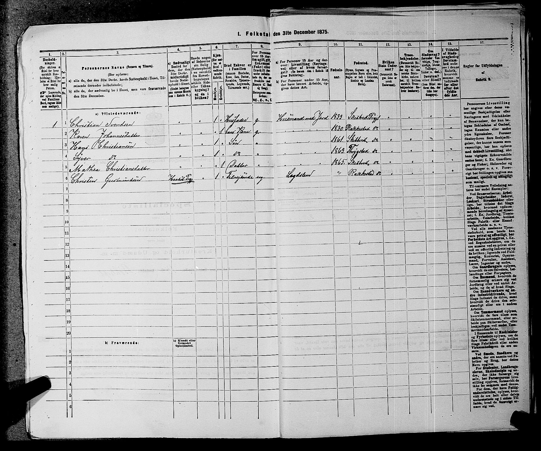 RA, 1875 census for 0123P Spydeberg, 1875, p. 696