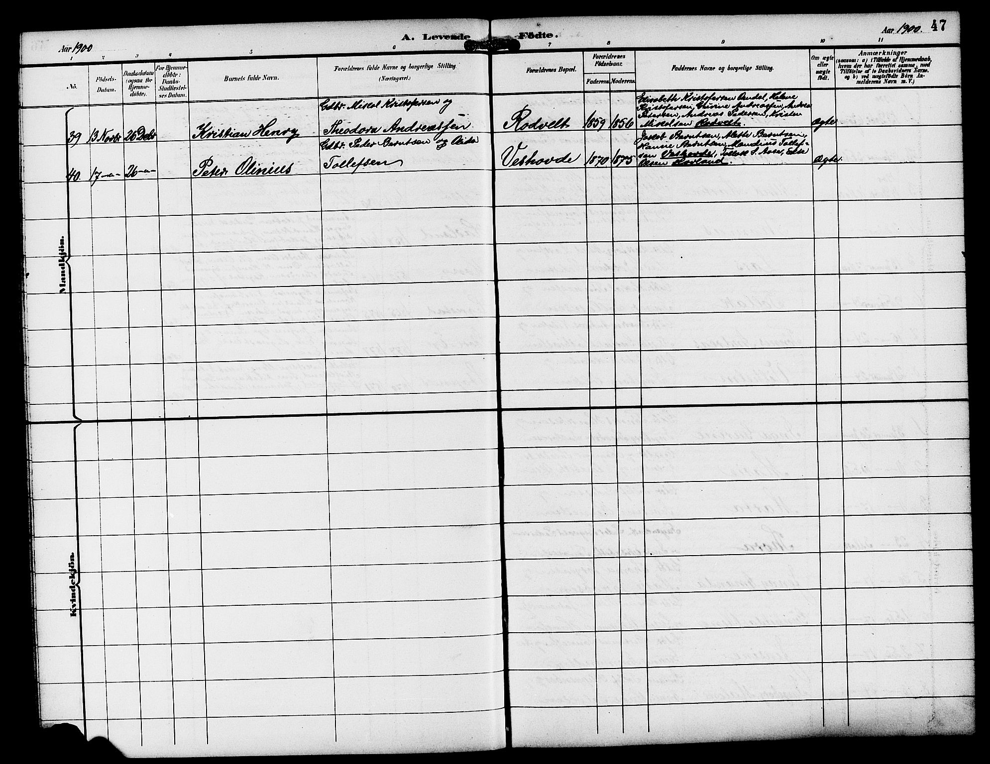 Eigersund sokneprestkontor, AV/SAST-A-101807/S09/L0009: Parish register (copy) no. B 9, 1893-1907, p. 47