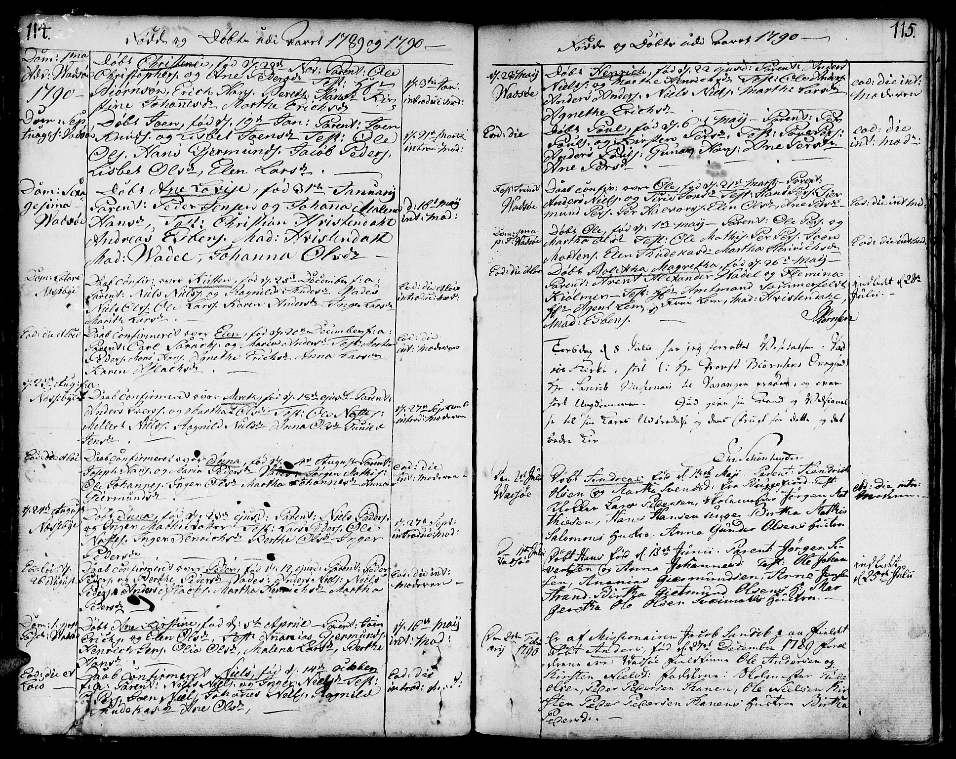 Vadsø sokneprestkontor, SATØ/S-1325/H/Ha/L0002kirke: Parish register (official) no. 2, 1764-1821, p. 114-115