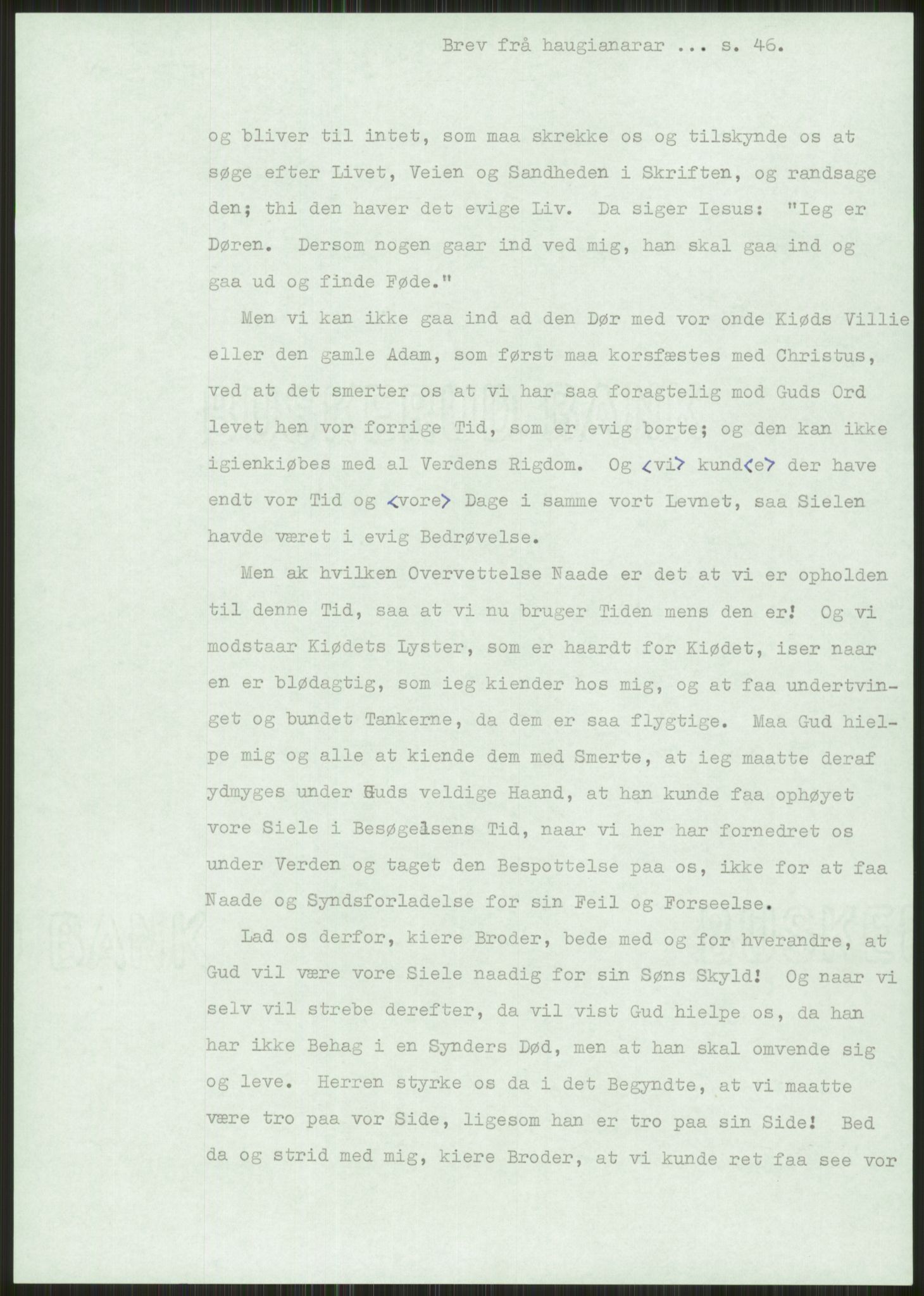 Samlinger til kildeutgivelse, Haugianerbrev, AV/RA-EA-6834/F/L0001: Haugianerbrev I: 1760-1804, 1760-1804, p. 46