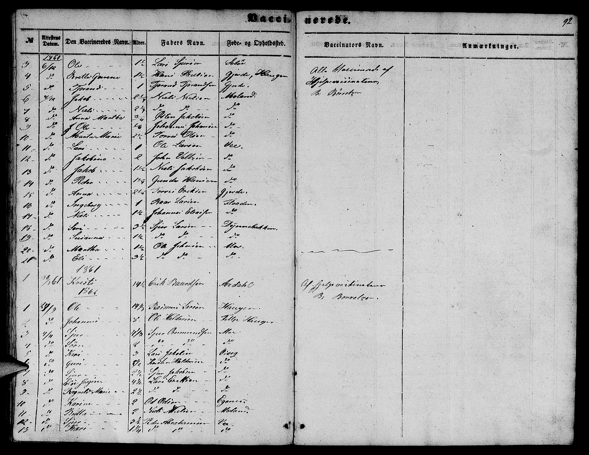 Etne sokneprestembete, SAB/A-75001/H/Hab: Parish register (copy) no. B 2, 1851-1866, p. 92