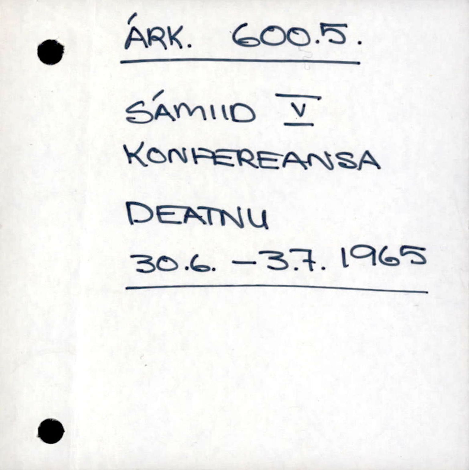 Sámiráđđi / Saami Council, SAMI/PA-1126/X/L0005: Saami Conference V, 1965