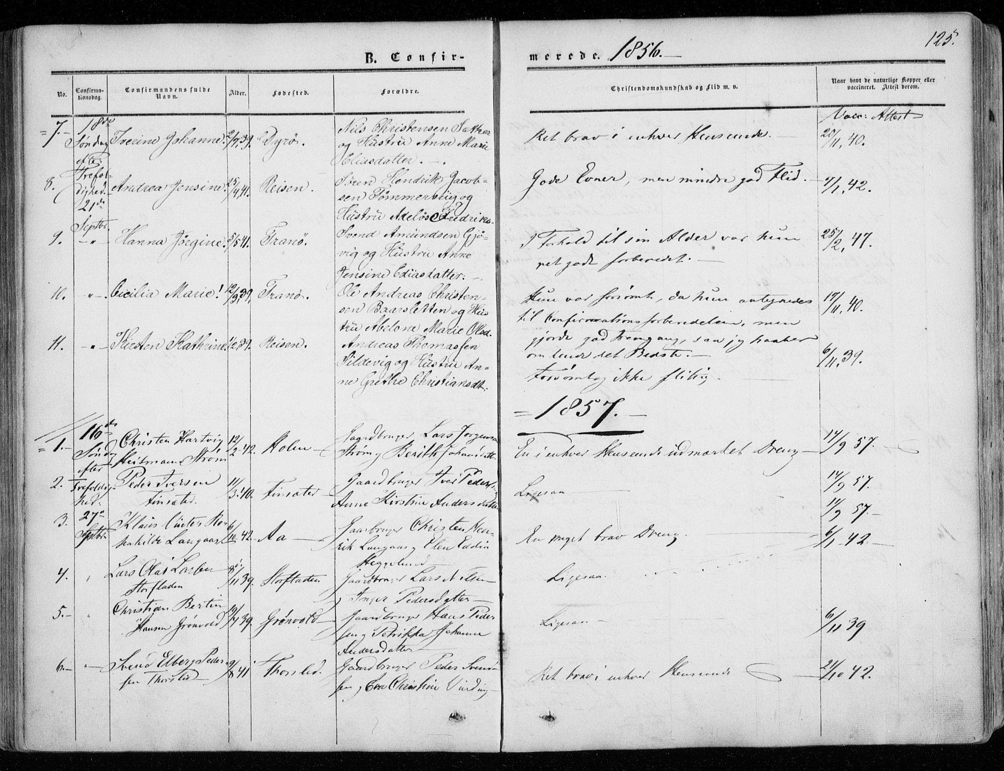 Tranøy sokneprestkontor, AV/SATØ-S-1313/I/Ia/Iaa/L0007kirke: Parish register (official) no. 7, 1856-1866, p. 125