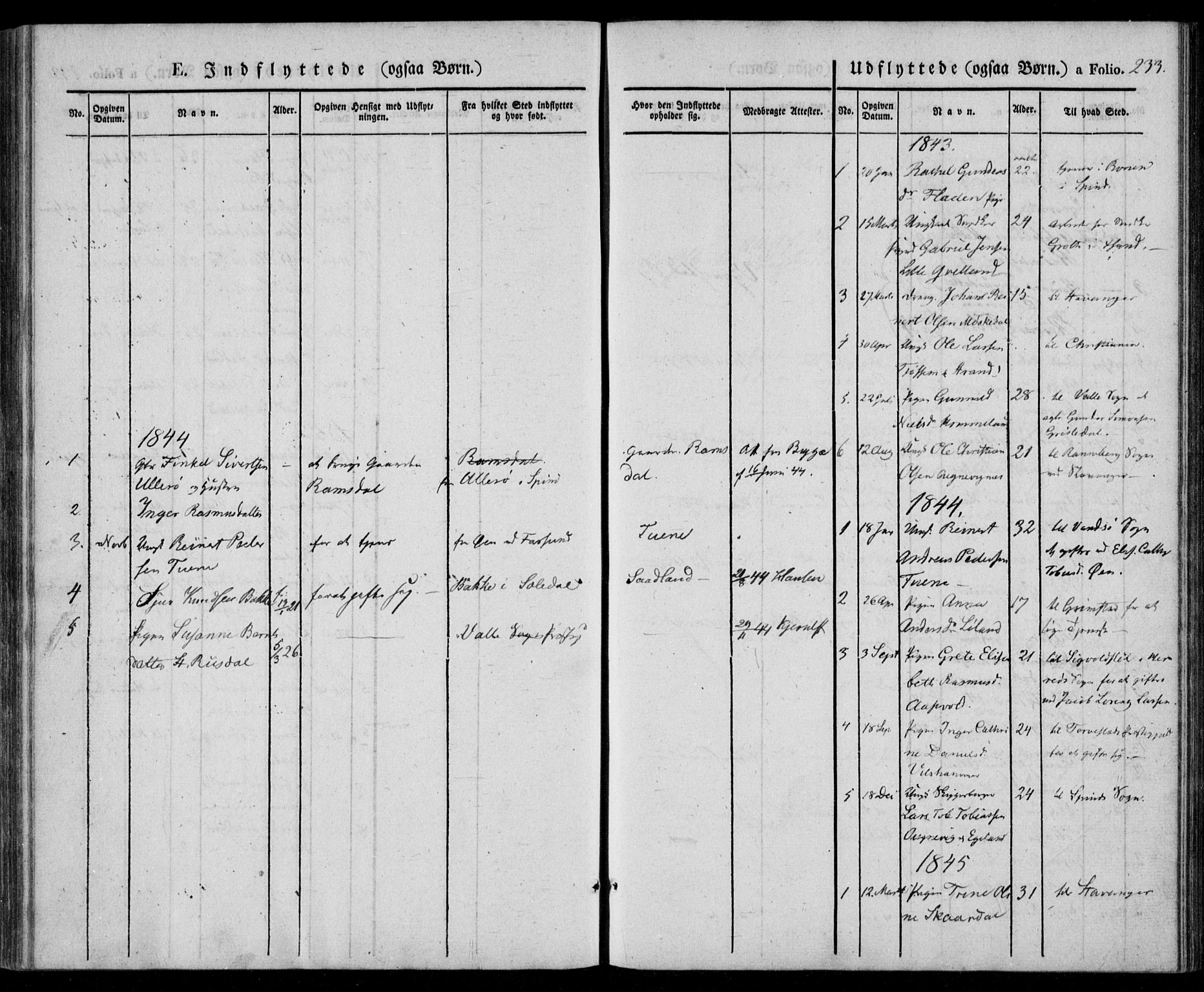 Lyngdal sokneprestkontor, AV/SAK-1111-0029/F/Fa/Fac/L0008: Parish register (official) no. A 8, 1837-1852, p. 233