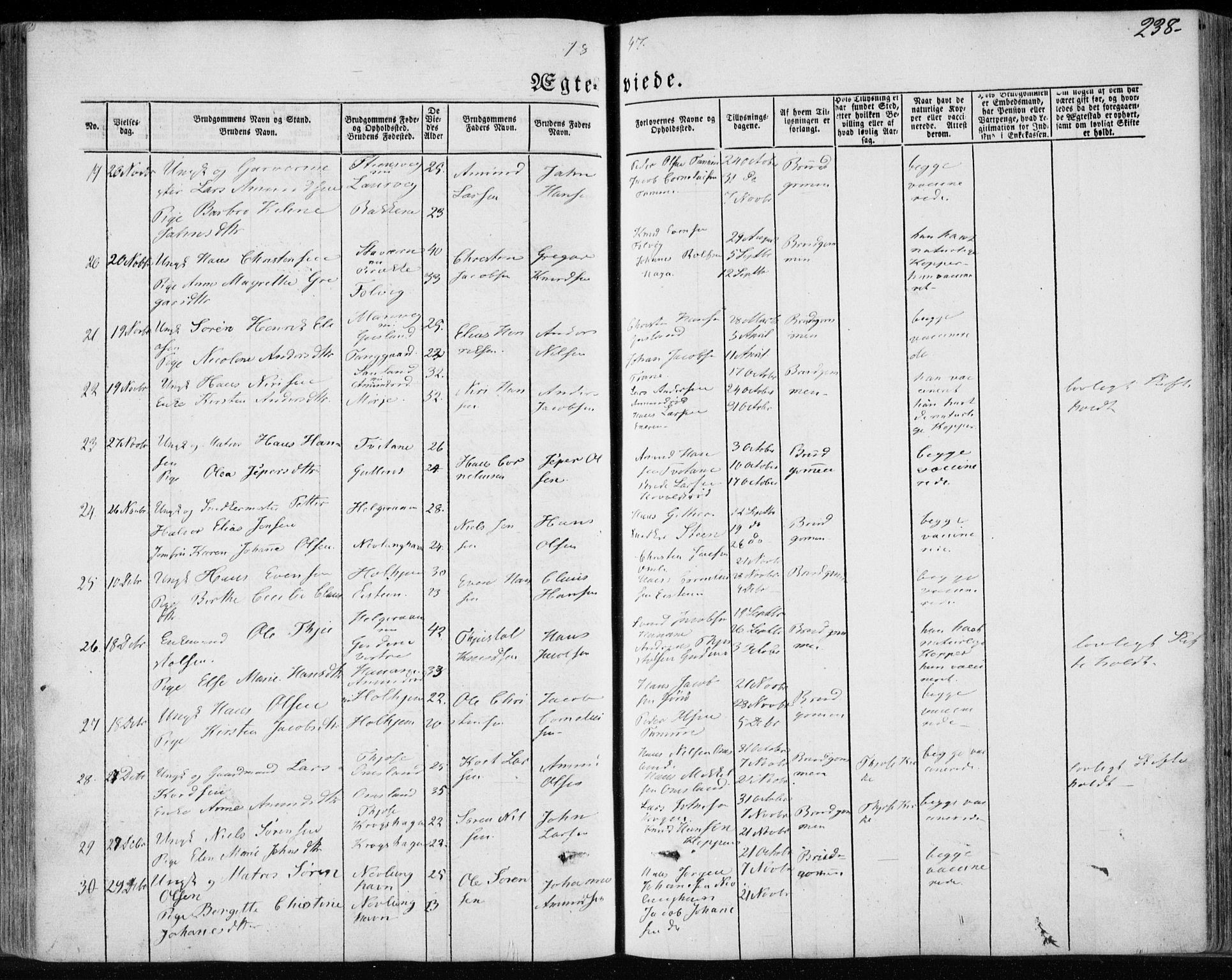 Brunlanes kirkebøker, SAKO/A-342/F/Fa/L0004: Parish register (official) no. I 4, 1846-1862, p. 238