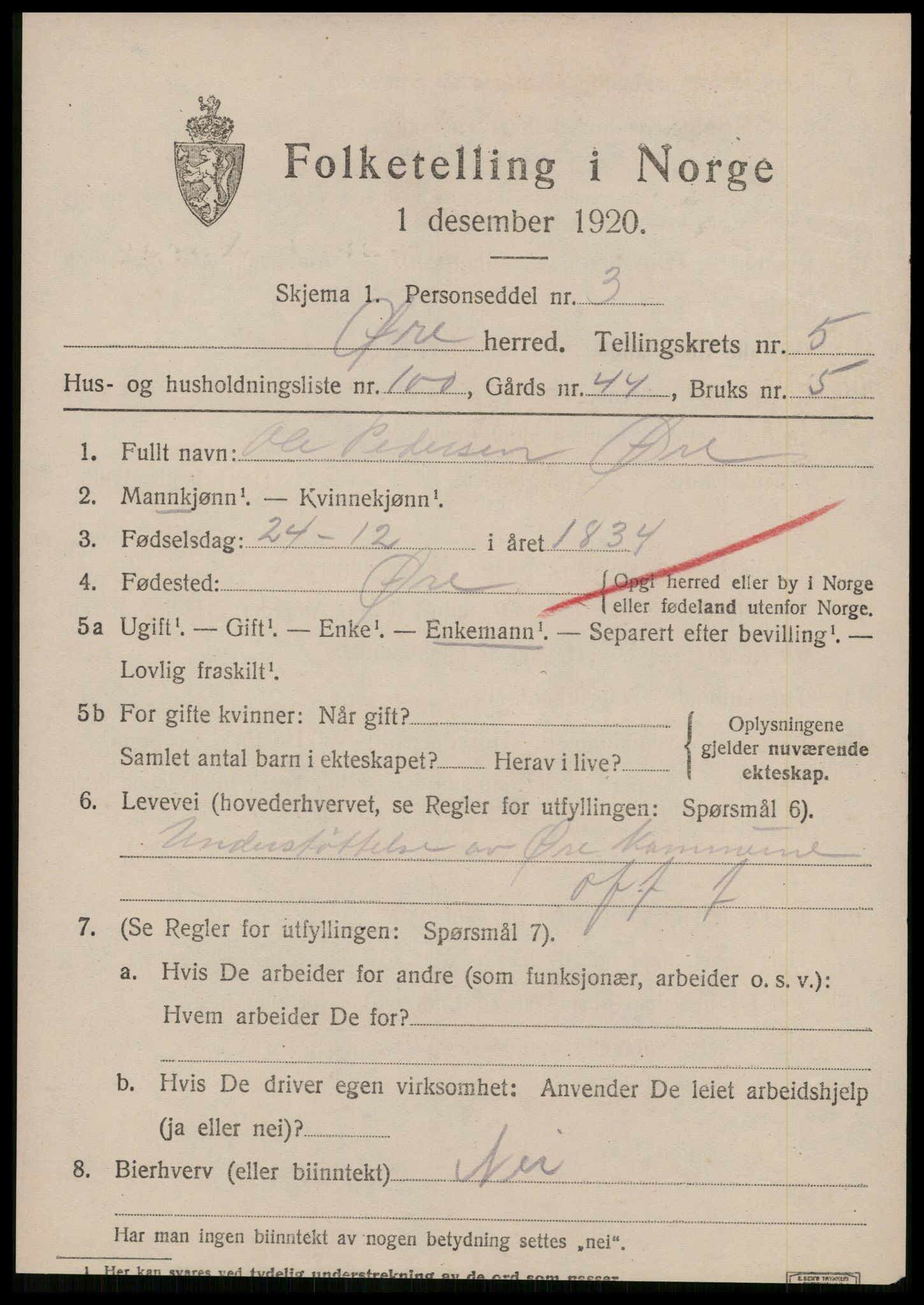 SAT, 1920 census for Øre, 1920, p. 3762