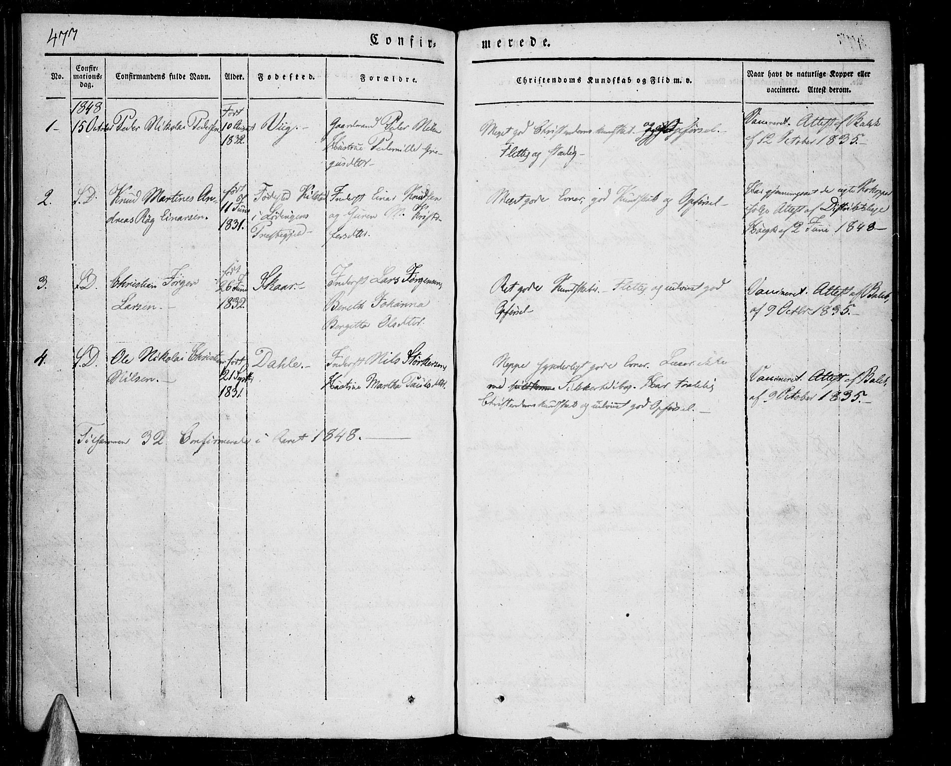 Kvæfjord sokneprestkontor, SATØ/S-1323/G/Ga/Gaa/L0003kirke: Parish register (official) no. 3, 1830-1857, p. 473