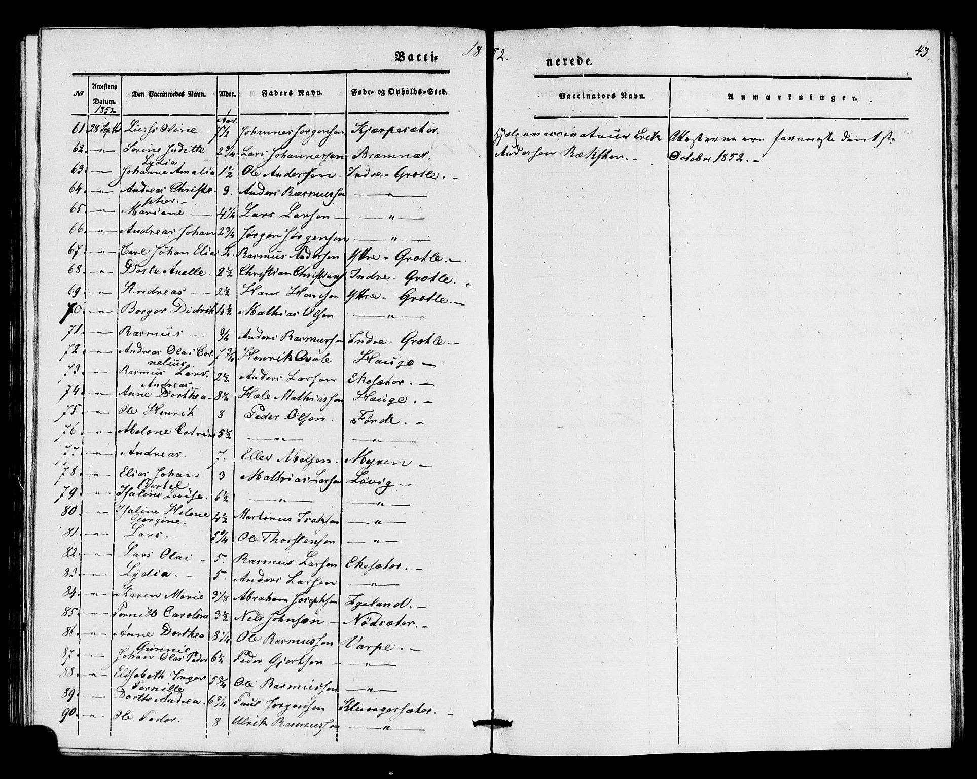 Kinn sokneprestembete, AV/SAB-A-80801/H/Haa/Haaa/L0016: Parish register (official) no. A 16, 1841-1858, p. 43