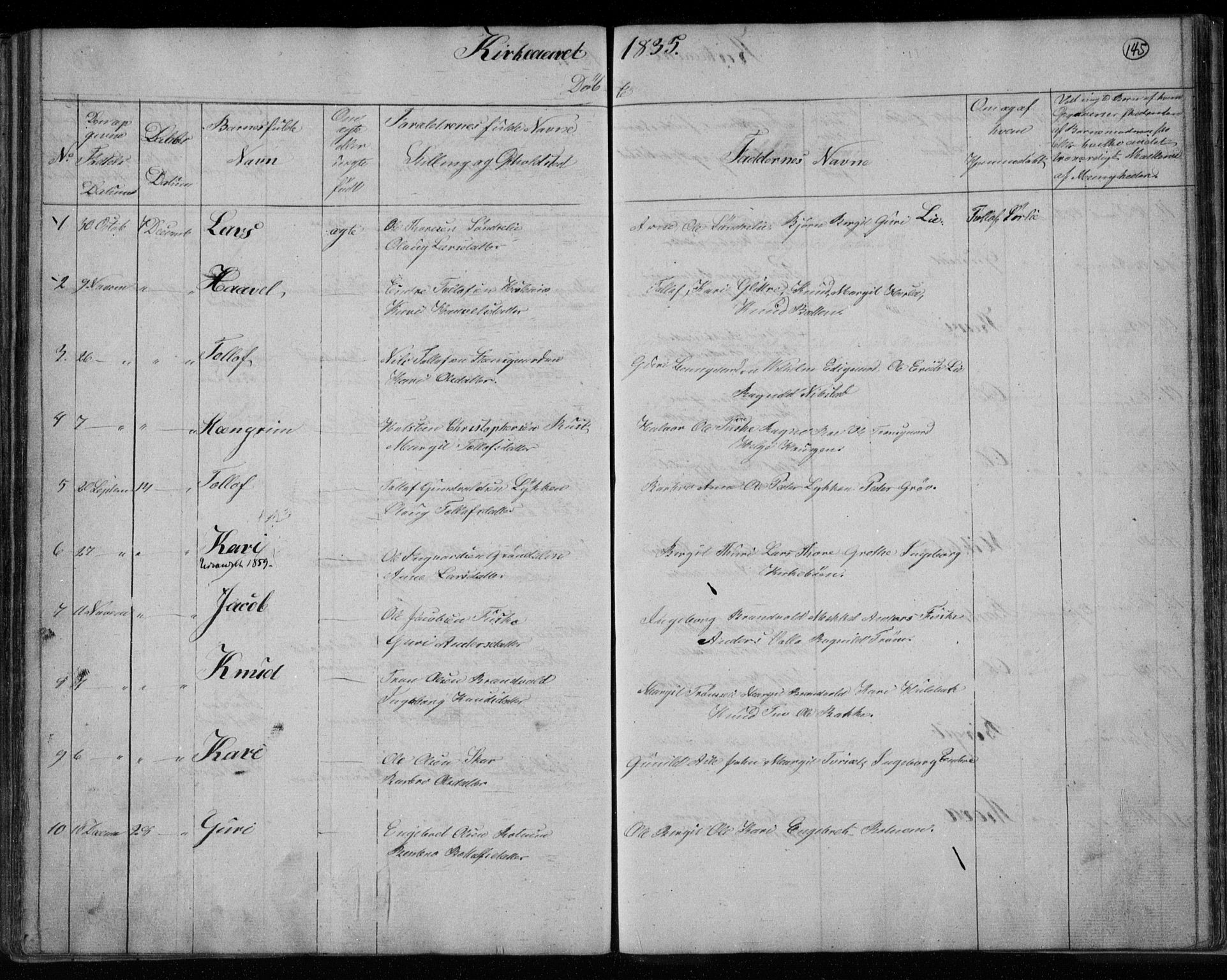 Gol kirkebøker, SAKO/A-226/F/Fa/L0001: Parish register (official) no. I 1, 1821-1837, p. 145