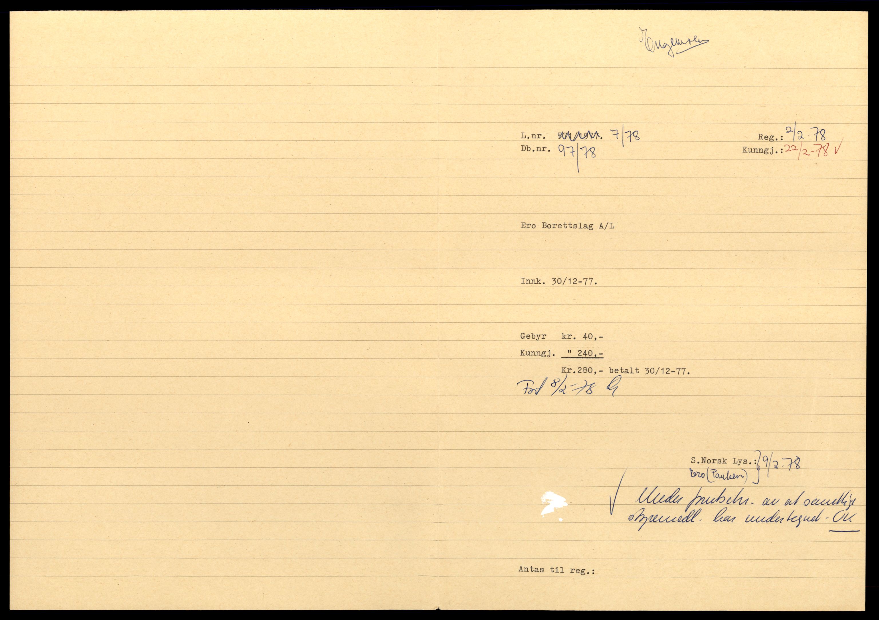 Asker og Bærum tingrett, AV/SAT-A-10379/K/Kb/Kbb/L0075: Aksjeselskap og andelslag i Bærum, Ero - Fag, 1944-1989, p. 1