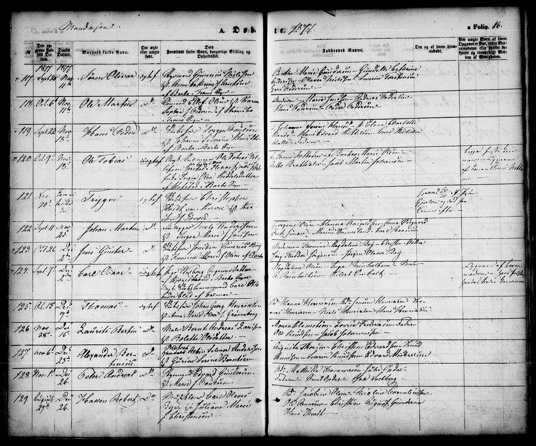 Arendal sokneprestkontor, Trefoldighet, SAK/1111-0040/F/Fa/L0007: Parish register (official) no. A 7, 1868-1878, p. 86