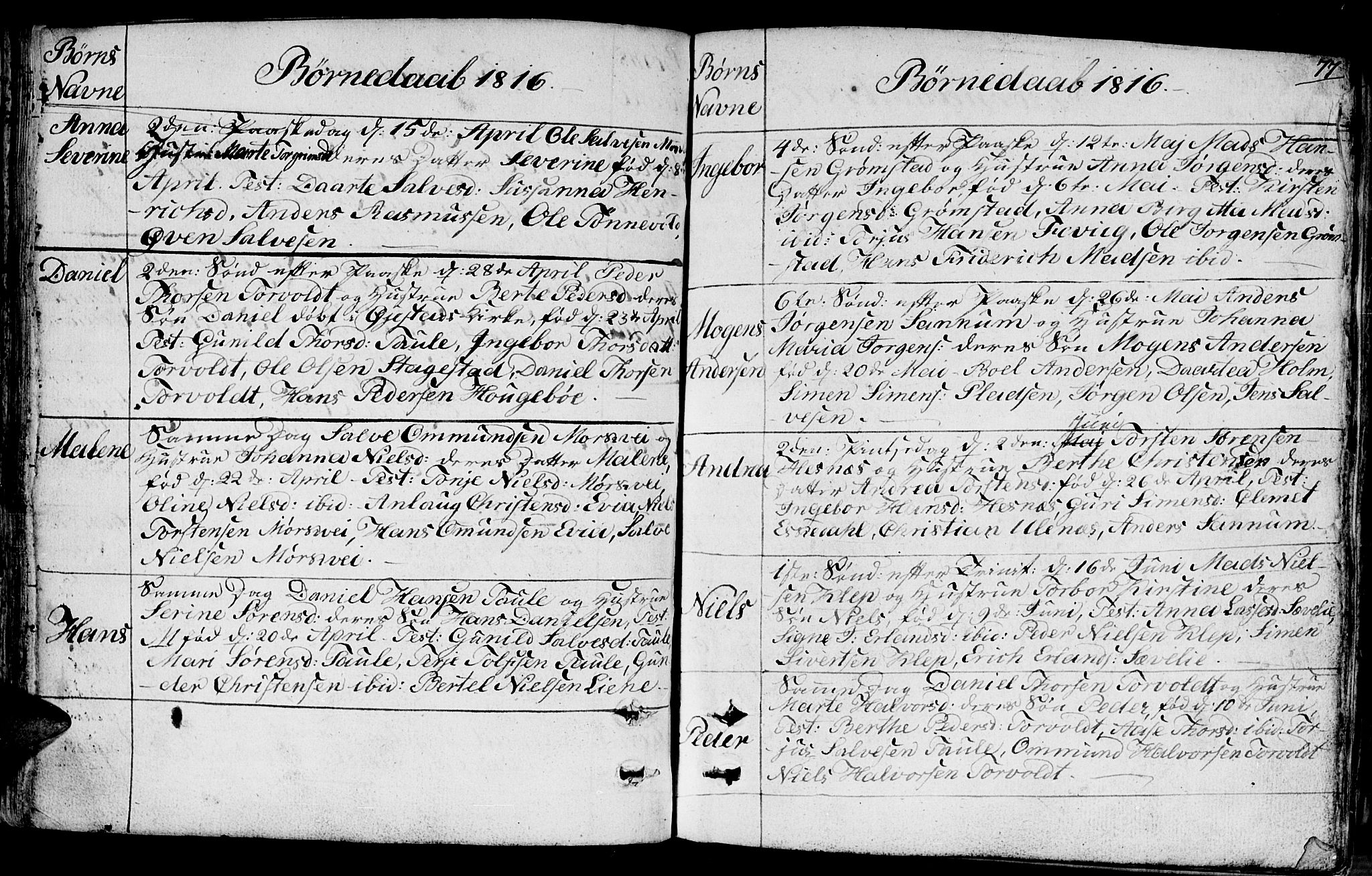 Fjære sokneprestkontor, AV/SAK-1111-0011/F/Fb/L0006: Parish register (copy) no. B 6, 1803-1817, p. 77