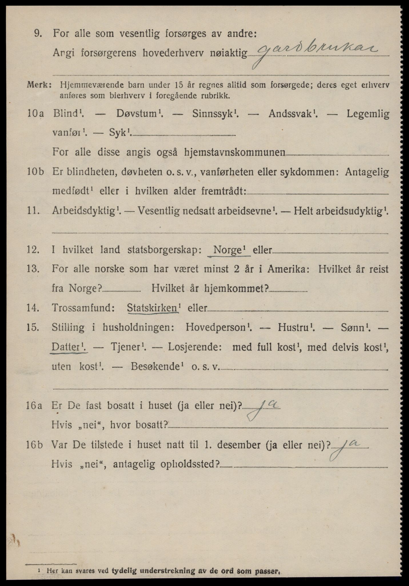 SAT, 1920 census for Stranda, 1920, p. 3564