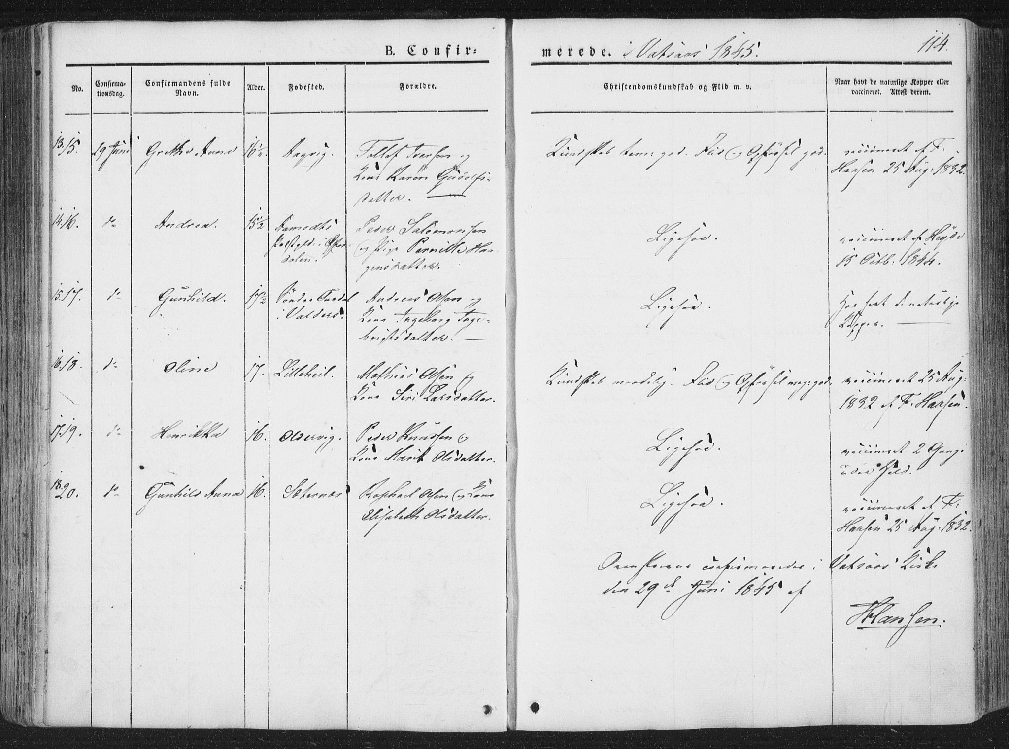 Ministerialprotokoller, klokkerbøker og fødselsregistre - Nordland, AV/SAT-A-1459/810/L0144: Parish register (official) no. 810A07 /1, 1841-1862, p. 114