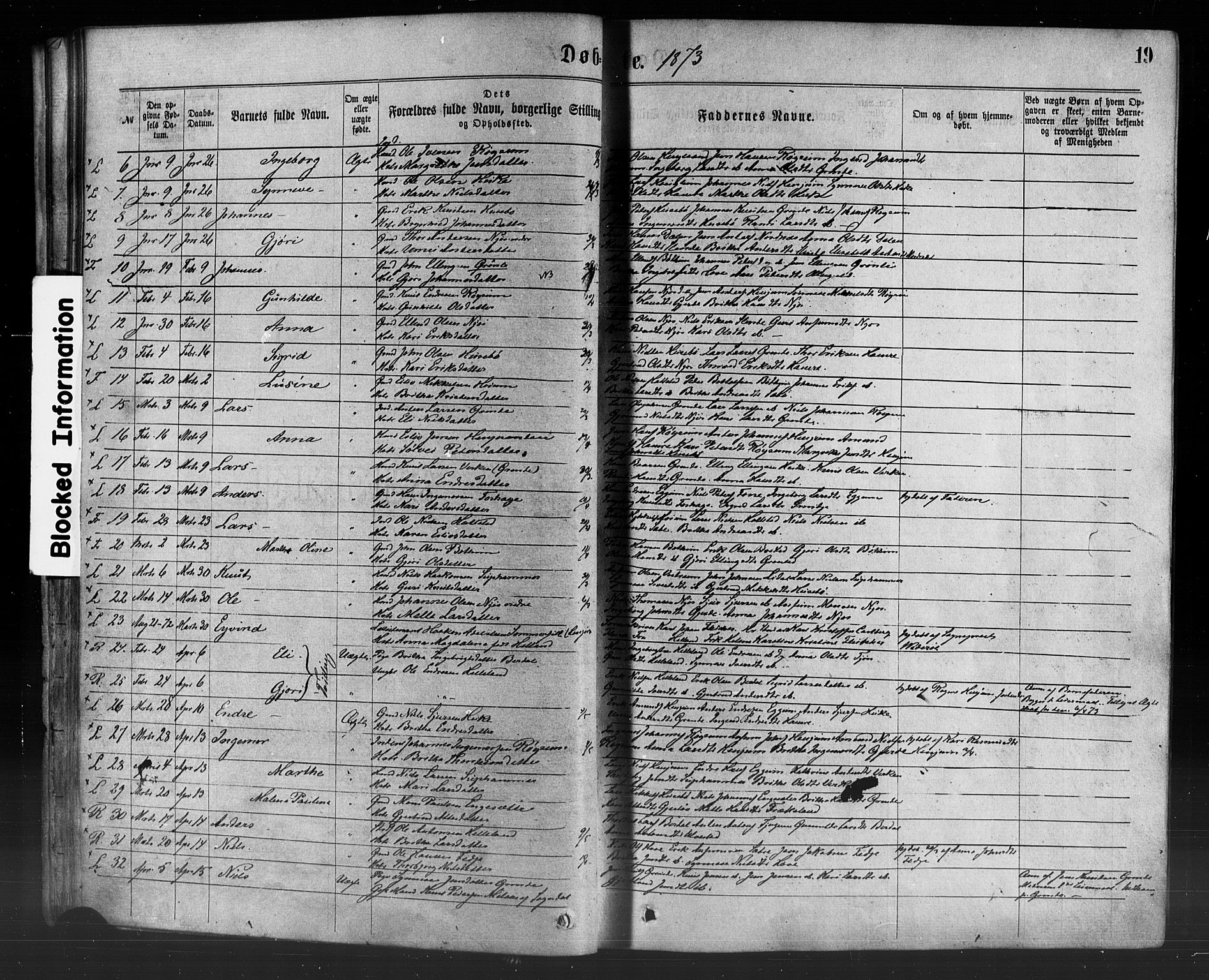 Leikanger sokneprestembete, SAB/A-81001: Parish register (official) no. A 9, 1869-1888, p. 19